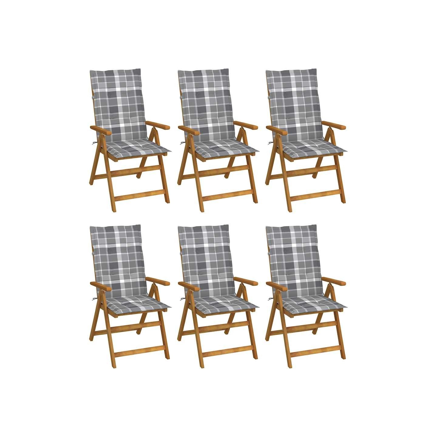 Chaises pliantes 6 pièces avec coussins en bois d'acacia massif
