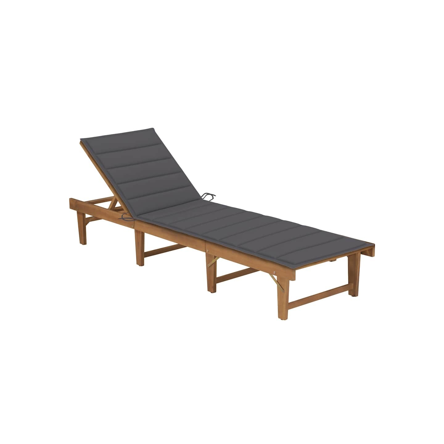 Chaise longue pliable avec coussin Bois d'acacia solide