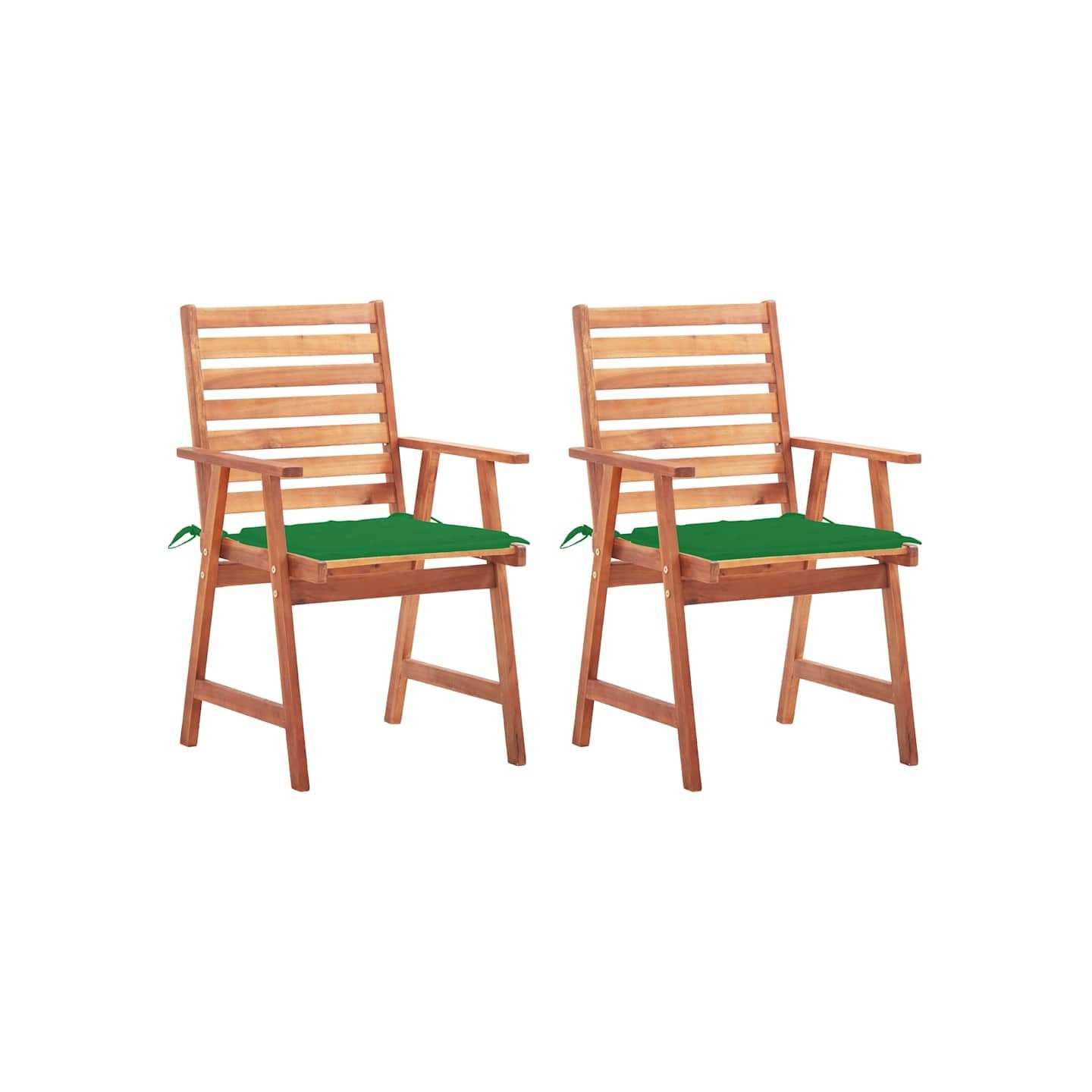 Chaises à manger d'extérieur lot de 2 et coussins Acacia massif