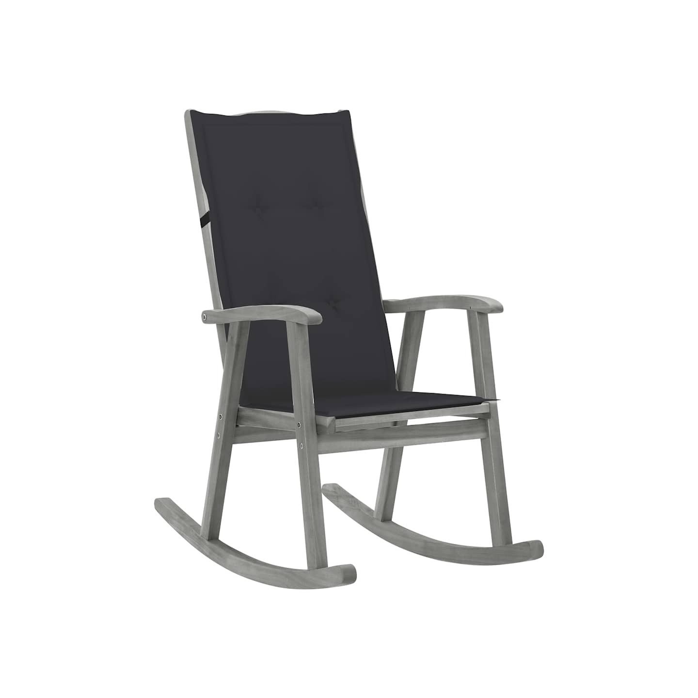 Chaise à bascule avec coussins Gris Bois d'acacia massif