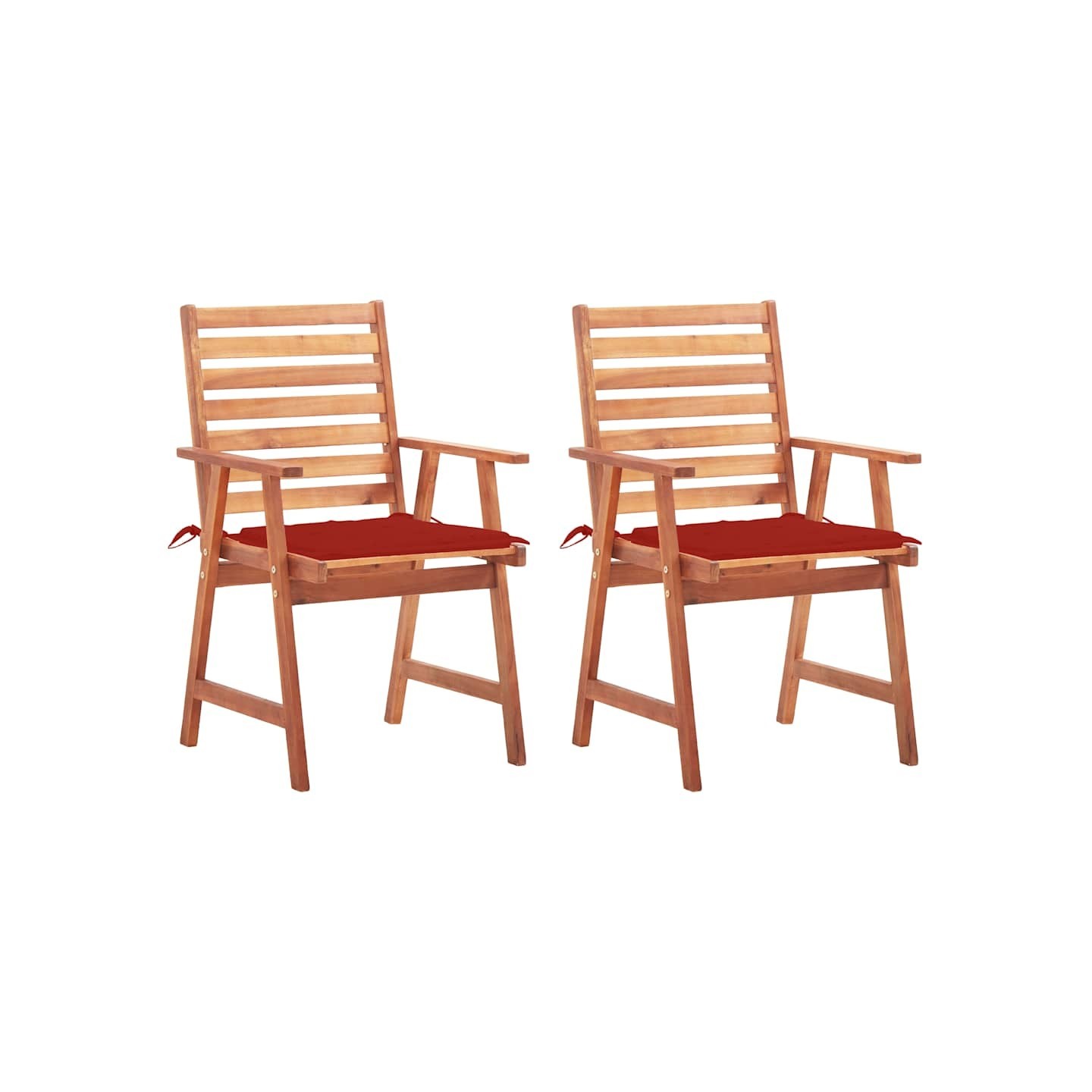 Chaises à manger d'extérieur lot de 2 et coussins Acacia massif
