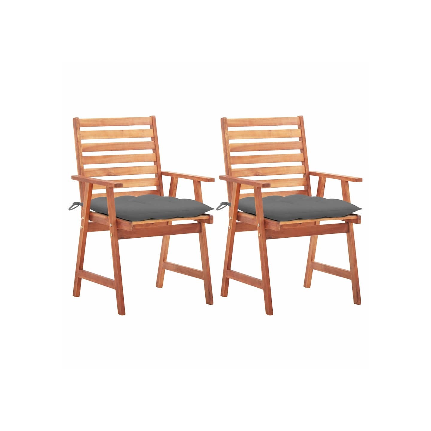 Chaises à manger d'extérieur lot de 2 et coussins Acacia massif