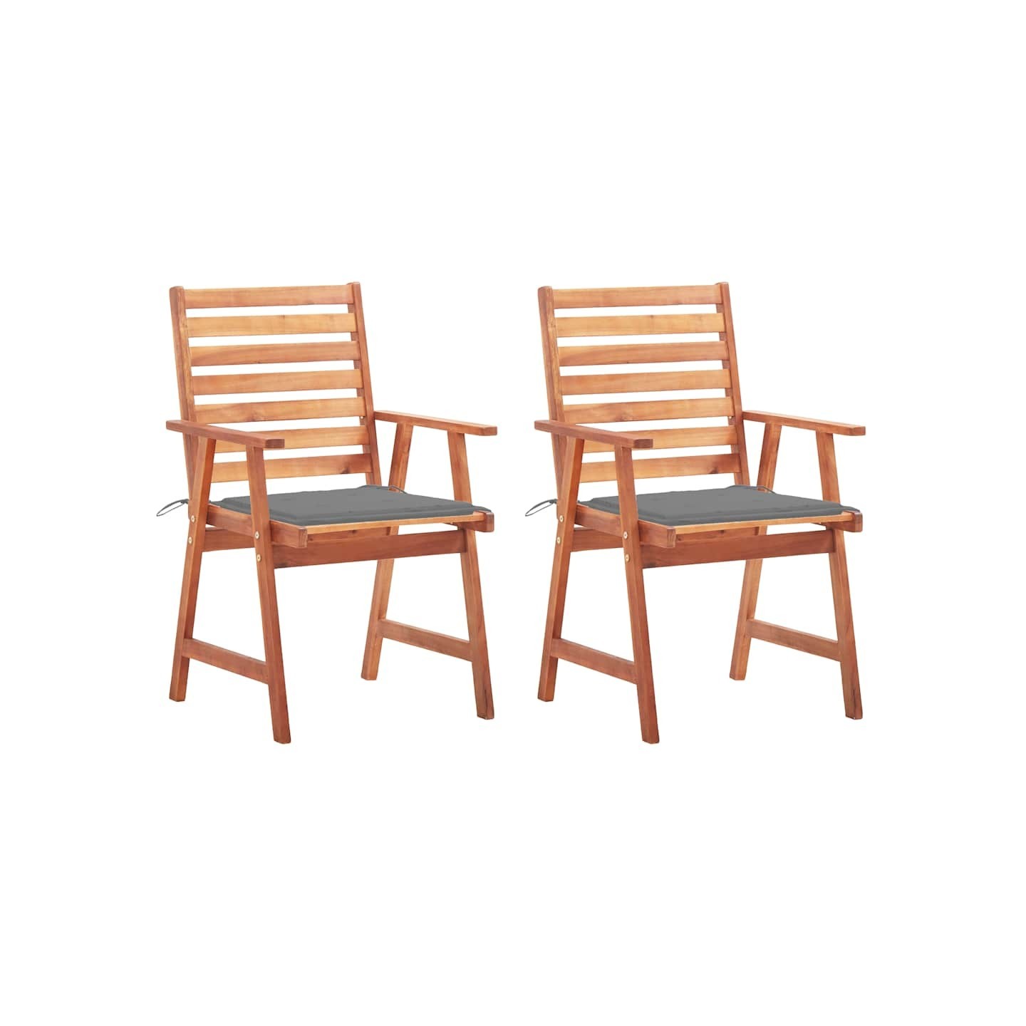 Chaises à manger d'extérieur lot de 2 et coussins Acacia massif