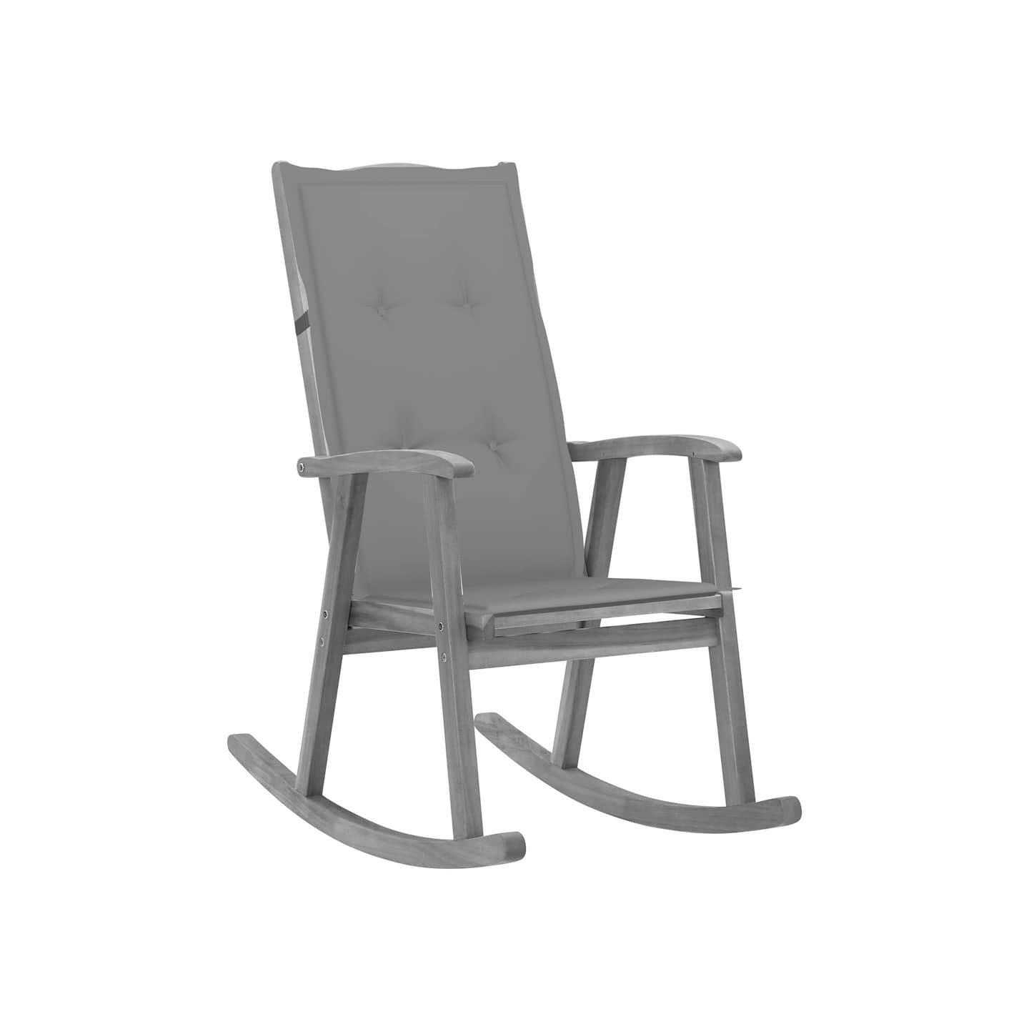 Chaise à bascule avec coussins Gris Bois d'acacia massif