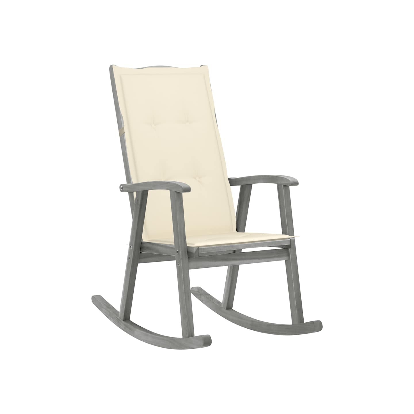Chaise à bascule avec coussins Gris Bois d'acacia massif
