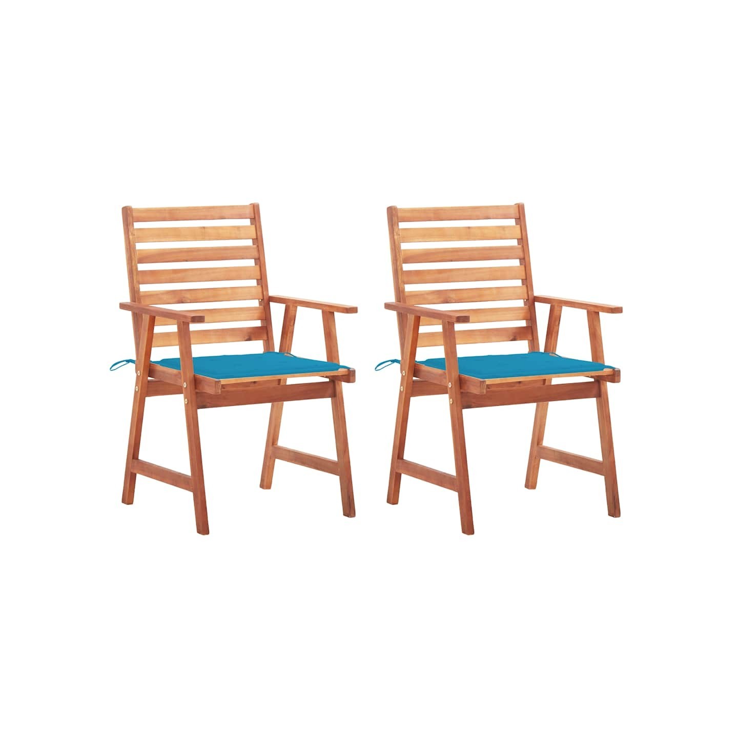 Chaises à manger d'extérieur lot de 2 et coussins Acacia massif