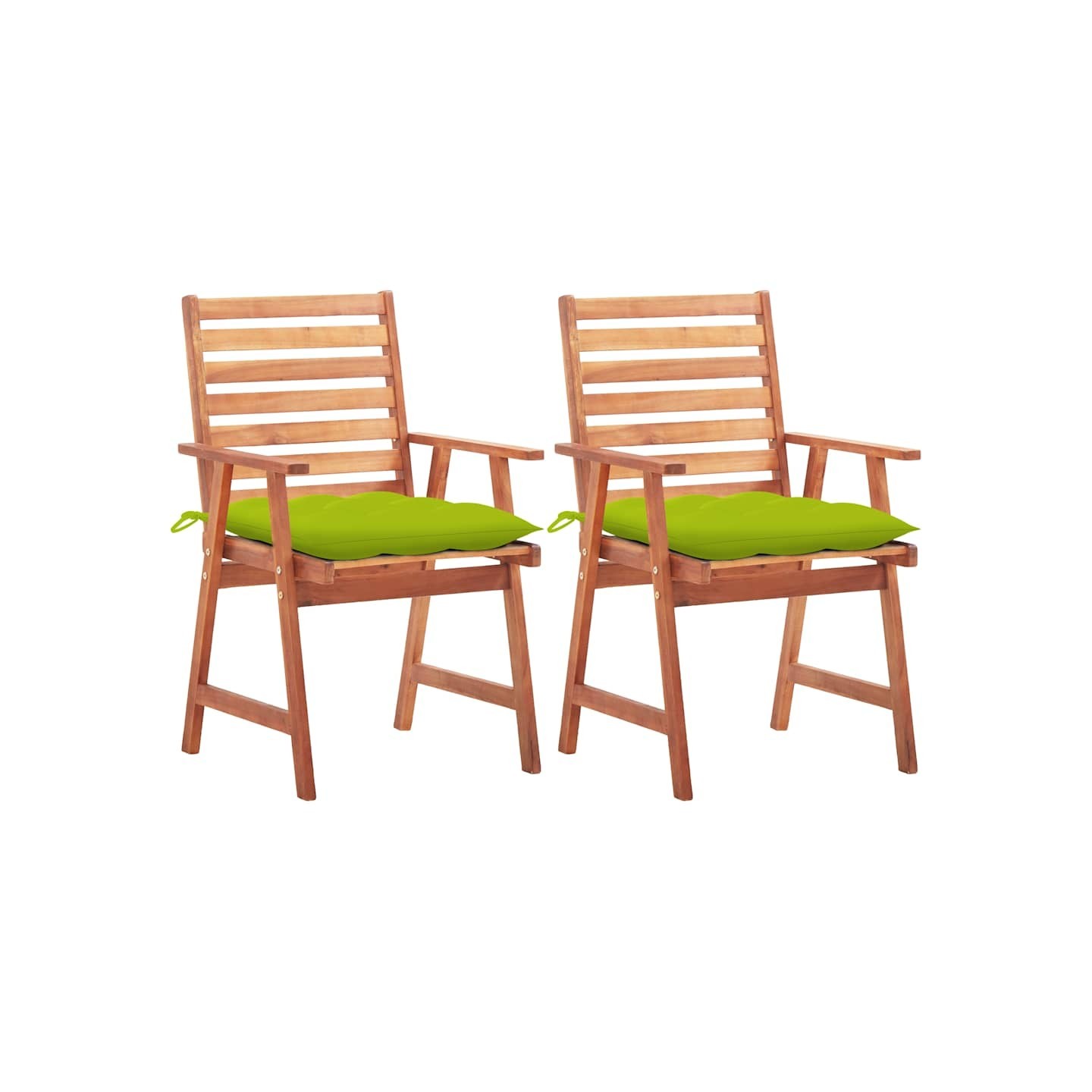 Chaises à manger d'extérieur lot de 2 et coussins Acacia massif