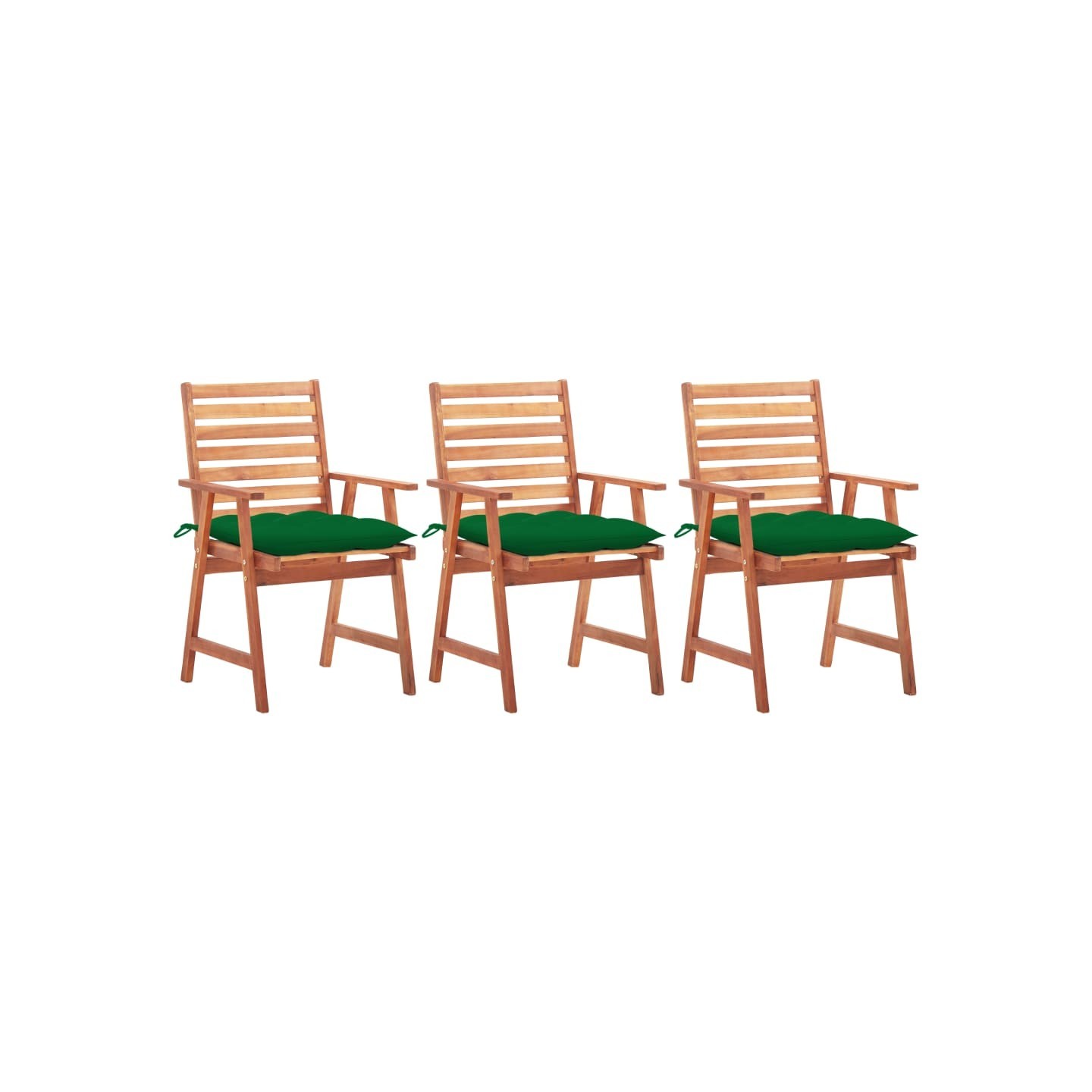 Chaises à manger d'extérieur lot de 3 et coussins Acacia massif