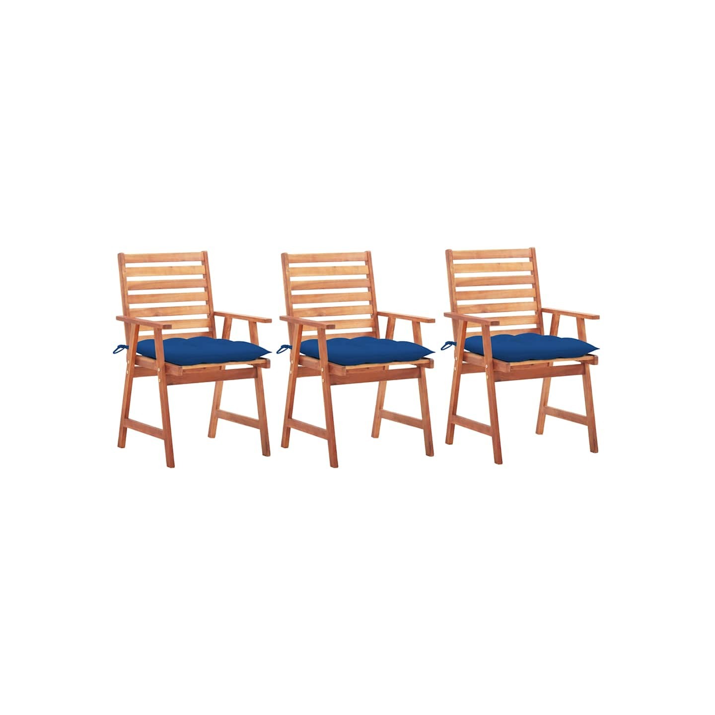 Chaises à manger d'extérieur lot de 3 et coussins Acacia massif