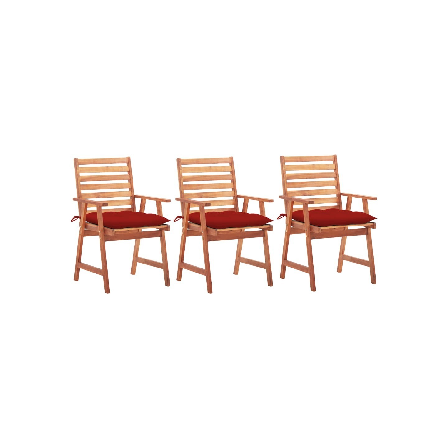 Chaises à manger d'extérieur lot de 3 et coussins Acacia massif