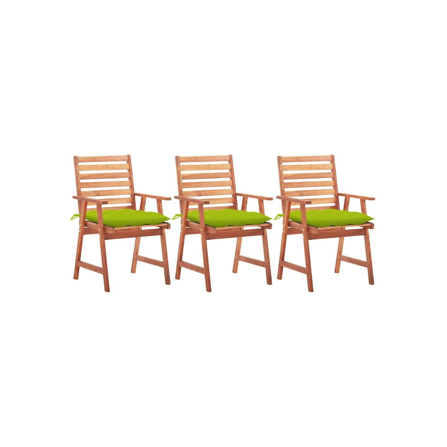 Chaises à manger d'extérieur lot de 3 et coussins Acacia massif