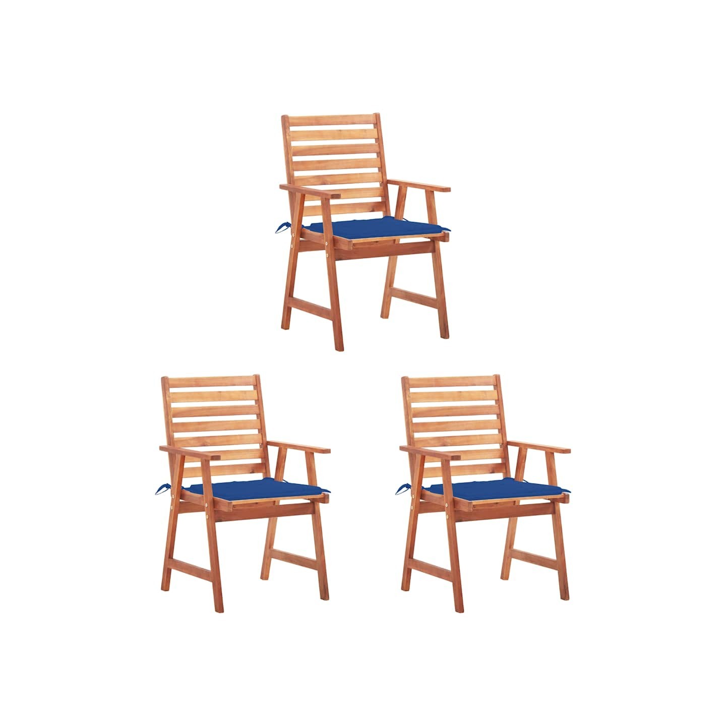 Chaises à manger d'extérieur lot de 3 et coussins Acacia massif