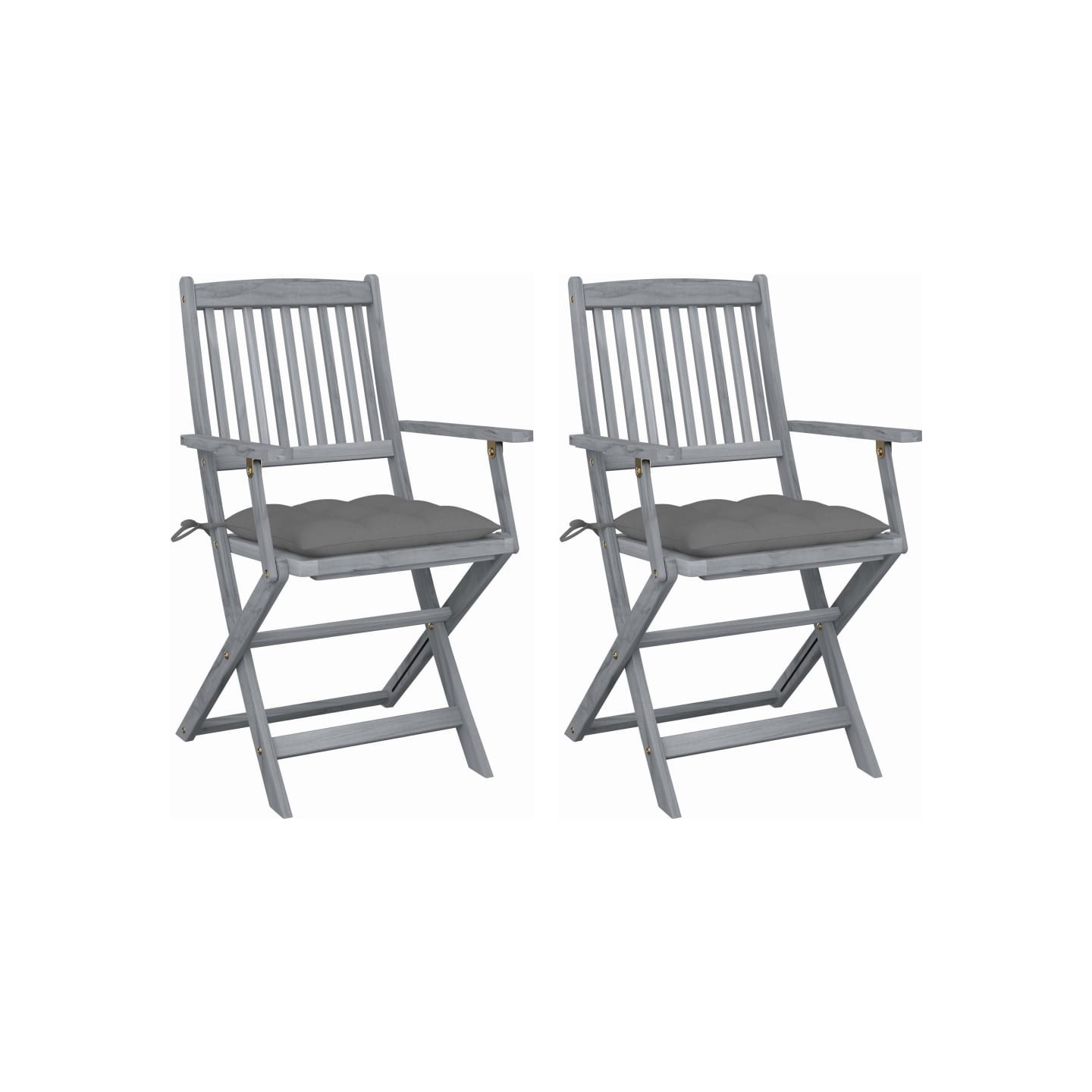 Chaises pliantes (lot de 2) avec coussins, en bois d'acacia massif