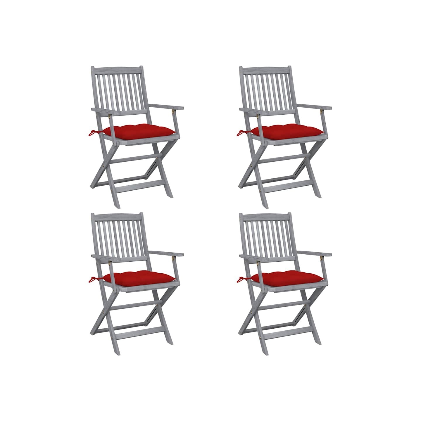Chaises pliantes 4 pièces avec coussins en bois d'acacia massif