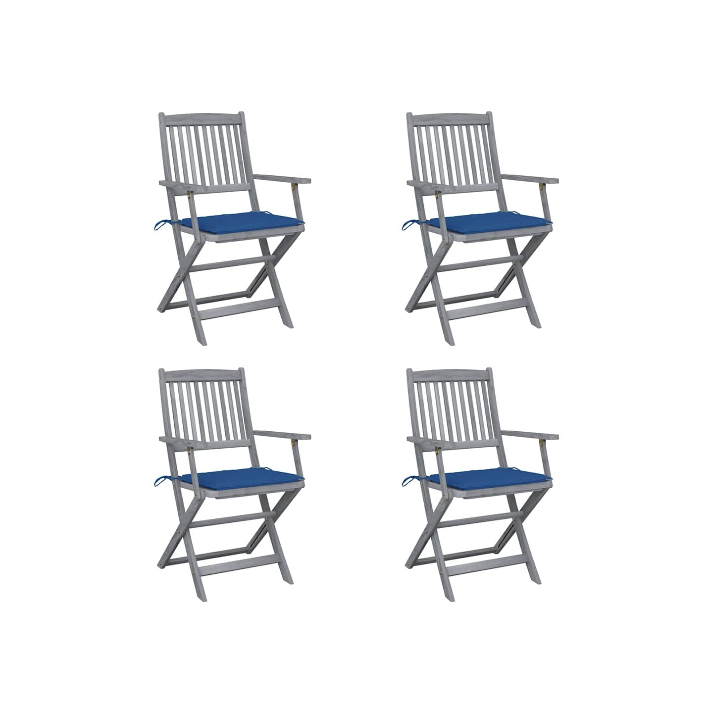 Chaises pliantes 4 pièces avec coussins en bois d'acacia massif