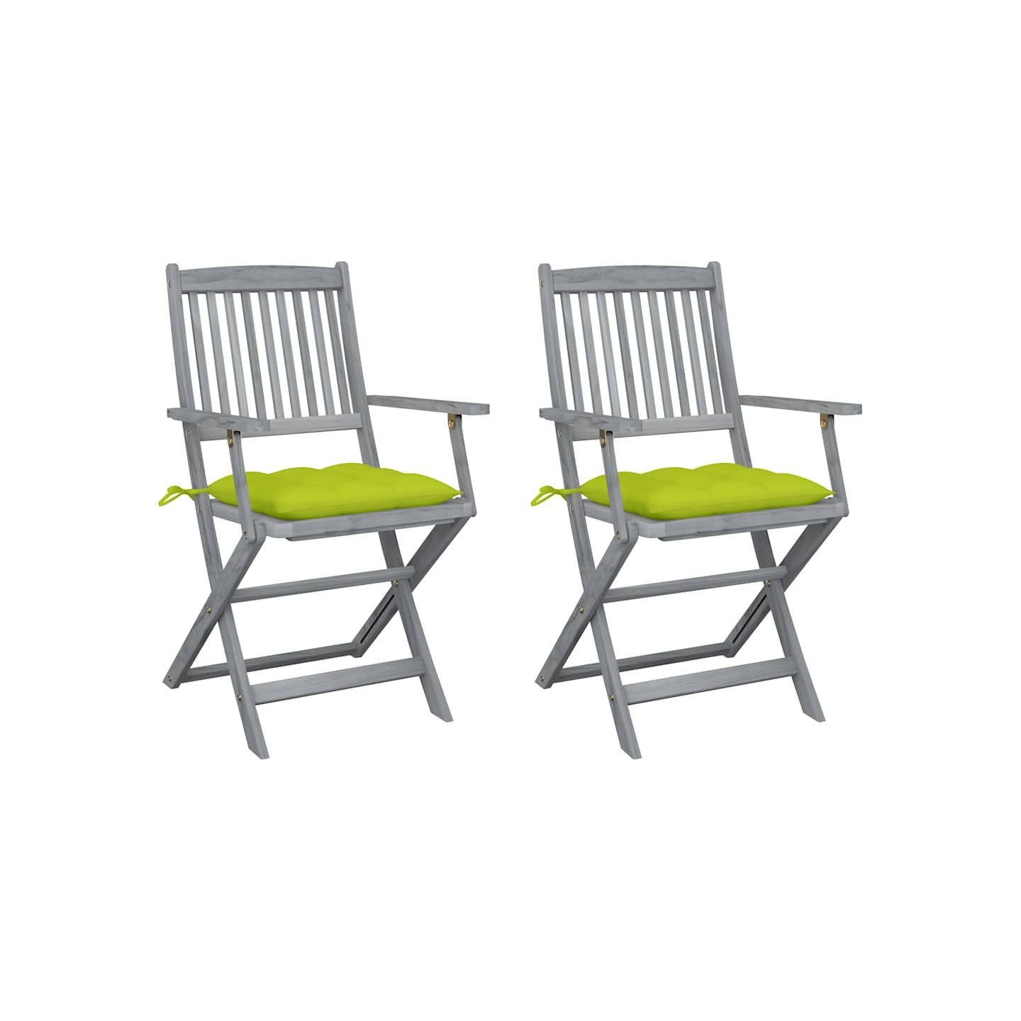 Chaises pliantes (lot de 2) avec coussins, en bois d'acacia massif