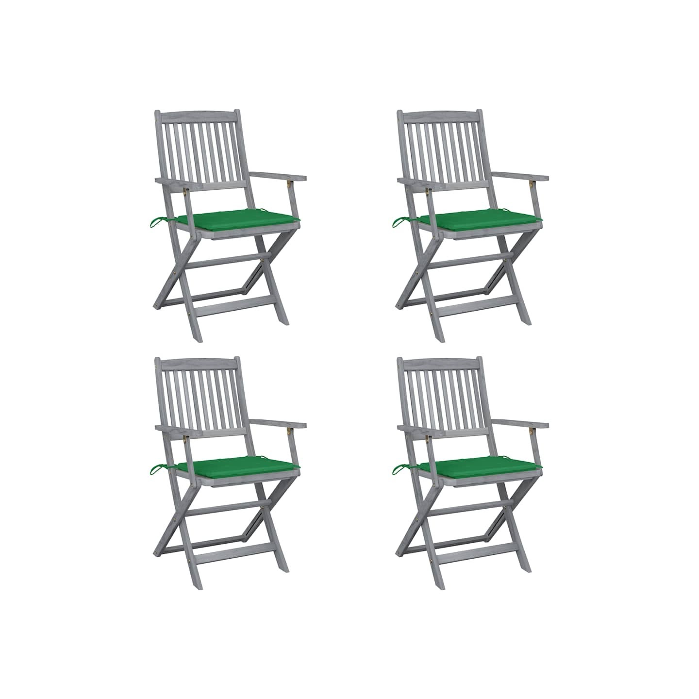 Chaises pliantes 4 pièces avec coussins en bois d'acacia massif