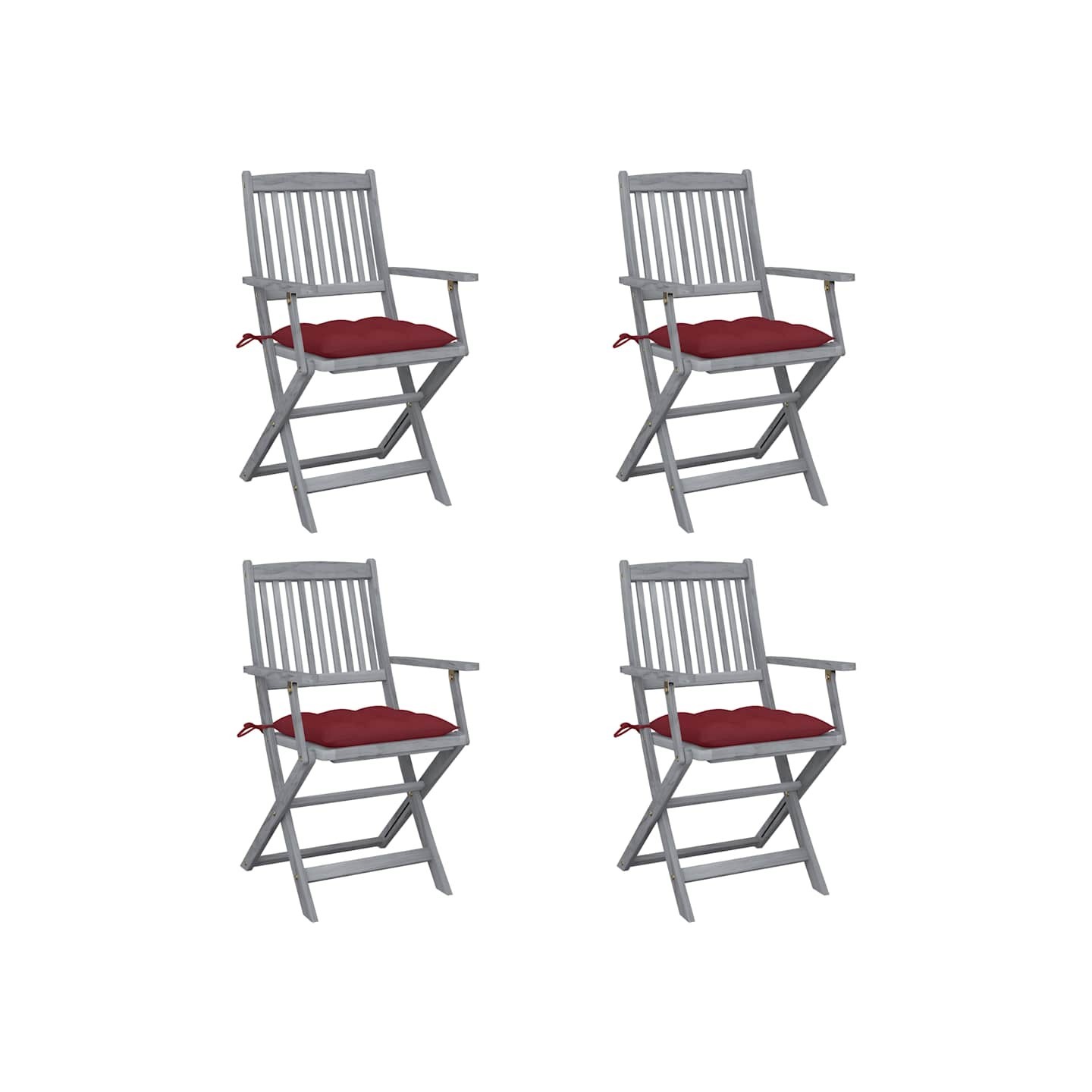 Chaises pliantes 4 pièces avec coussins en bois d'acacia massif