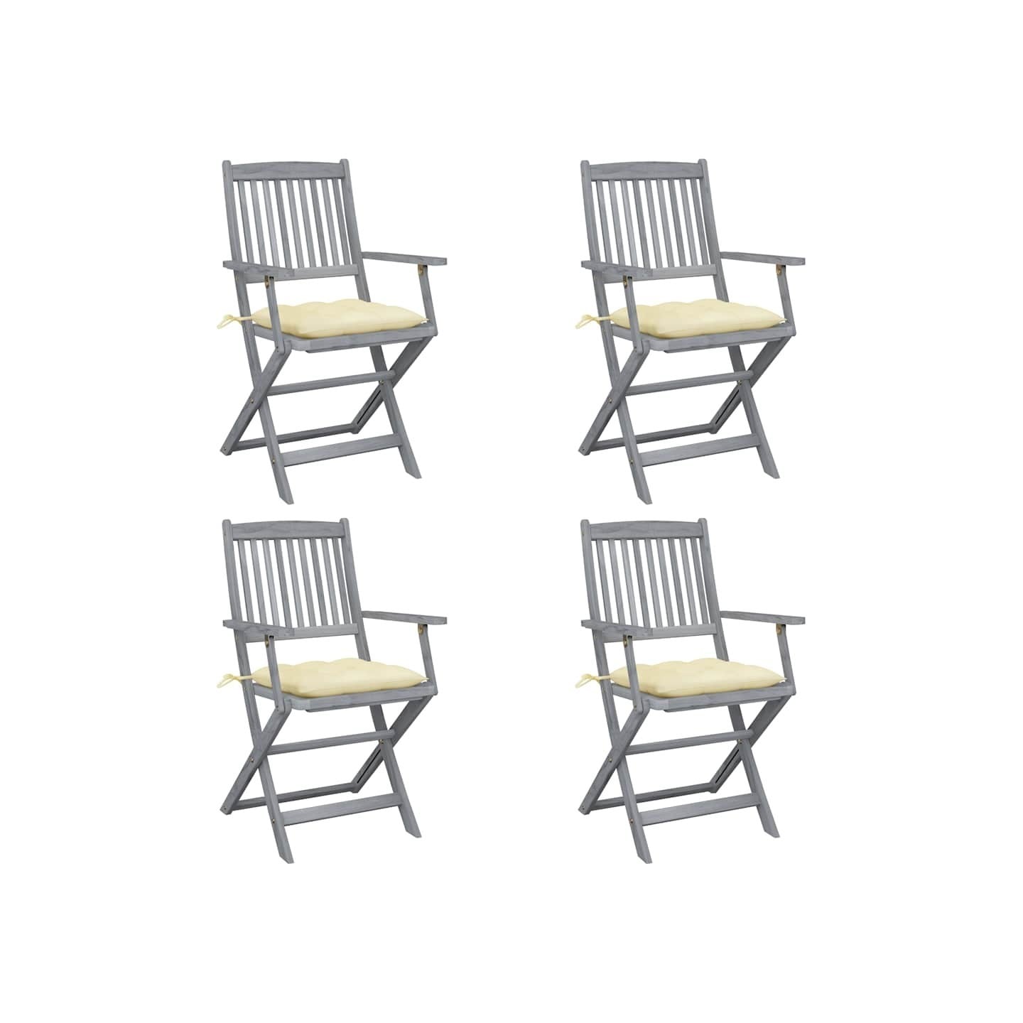 Chaises pliantes 4 pièces avec coussins en bois d'acacia massif
