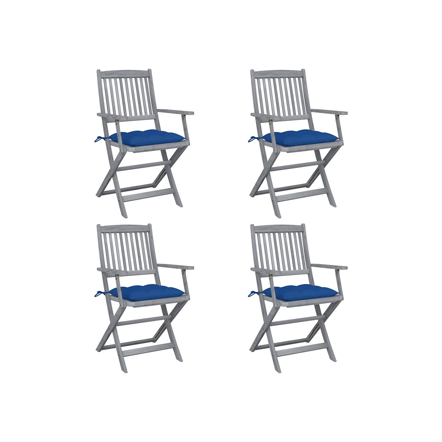Chaises pliantes 4 pièces avec coussins en bois d'acacia massif
