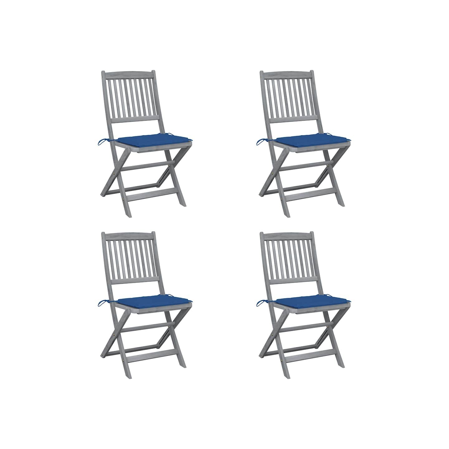 Chaises pliantes 4 pièces avec coussins en bois d'acacia massif
