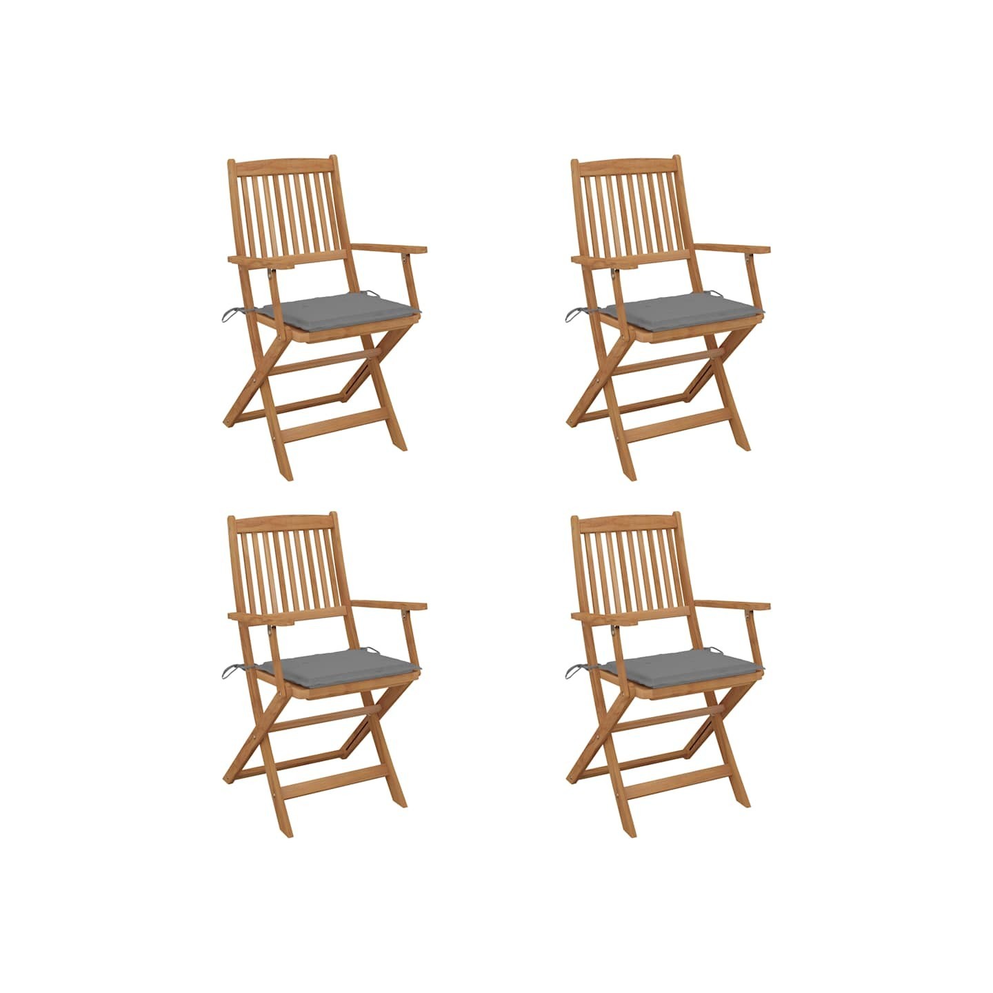 Chaises pliantes 4 pièces avec coussins en bois d'acacia massif