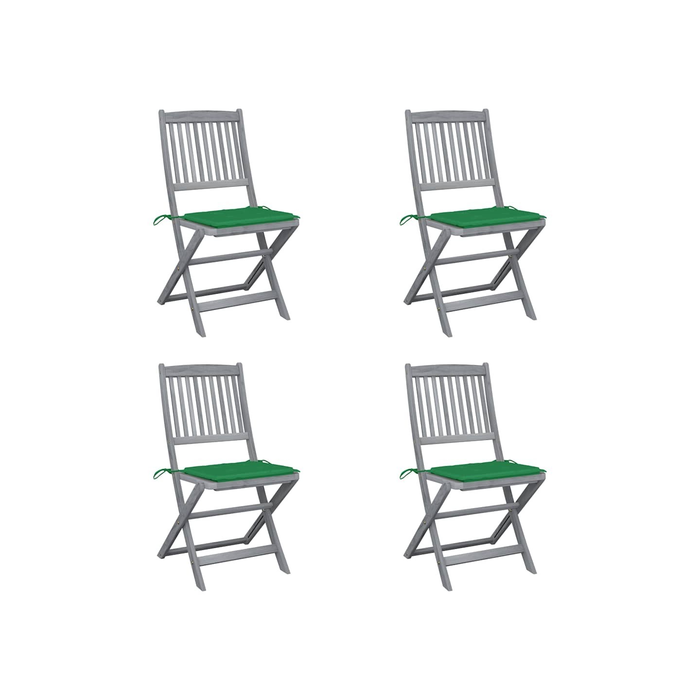 Chaises pliantes 4 pièces avec coussins en bois d'acacia massif