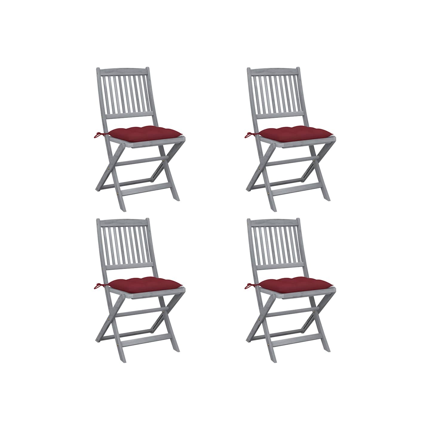 Chaises pliantes 4 pièces avec coussins en bois d'acacia massif