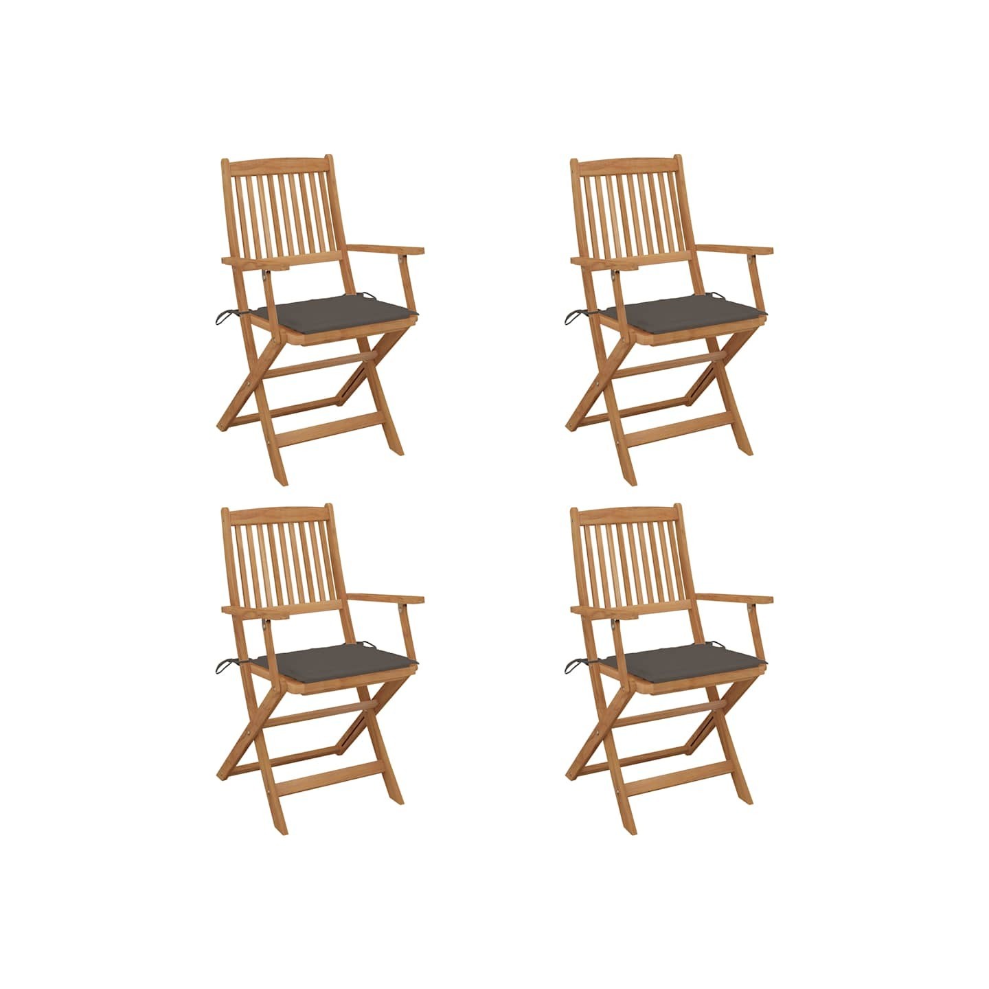 Chaises pliantes 4 pièces avec coussins en bois d'acacia massif