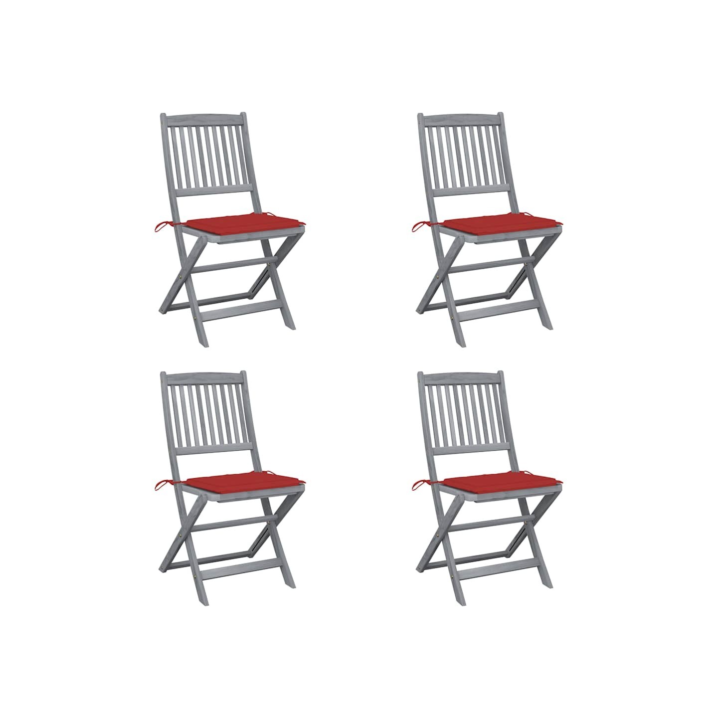 Chaises pliantes 4 pièces avec coussins en bois d'acacia massif