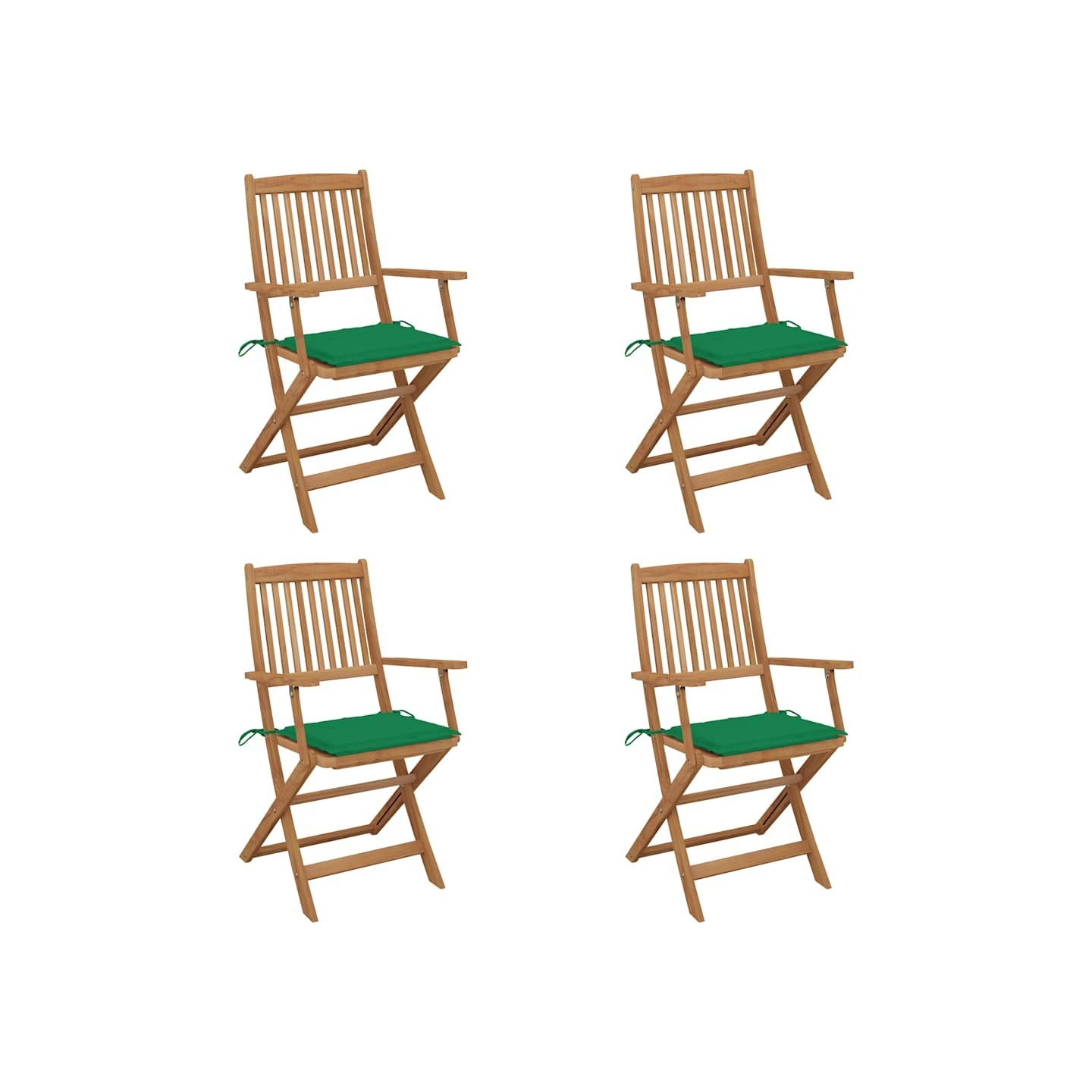 Chaises pliantes 4 pièces avec coussins en bois d'acacia massif