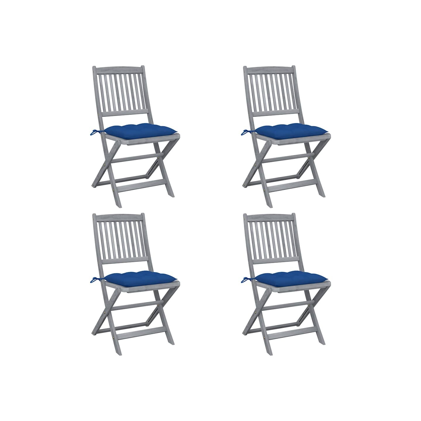 Chaises pliantes 4 pièces avec coussins en bois d'acacia massif