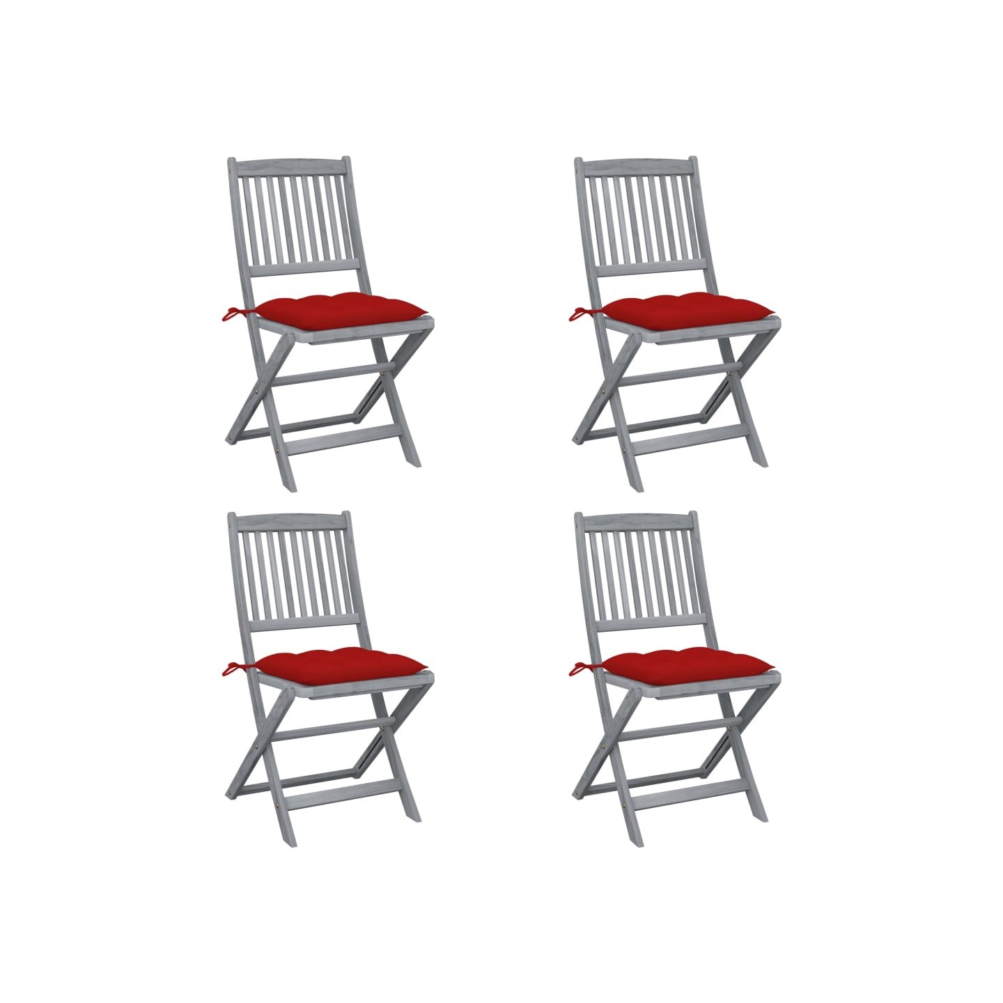 Chaises pliantes 4 pièces avec coussins en bois d'acacia massif