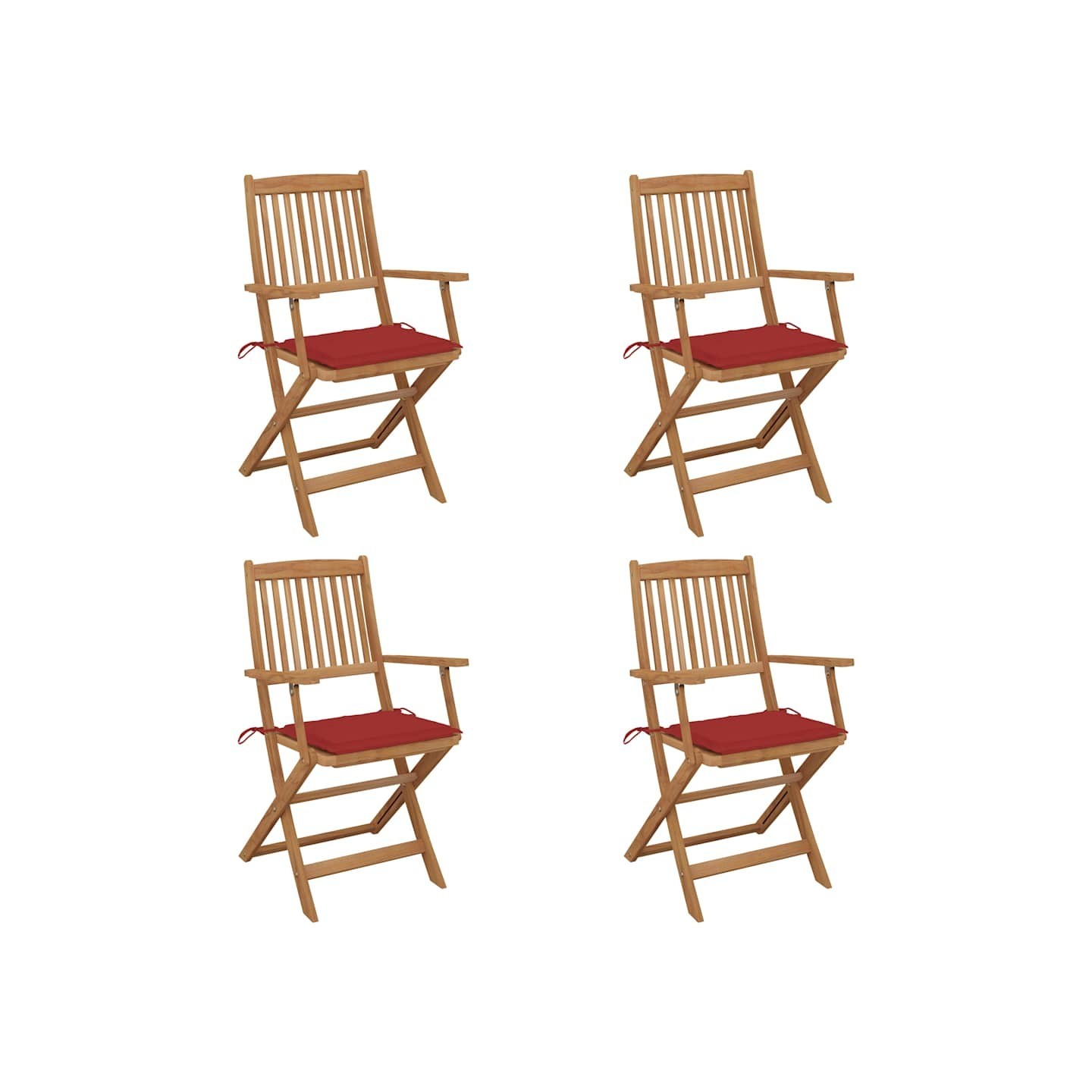 Chaises pliantes 4 pièces avec coussins en bois d'acacia massif
