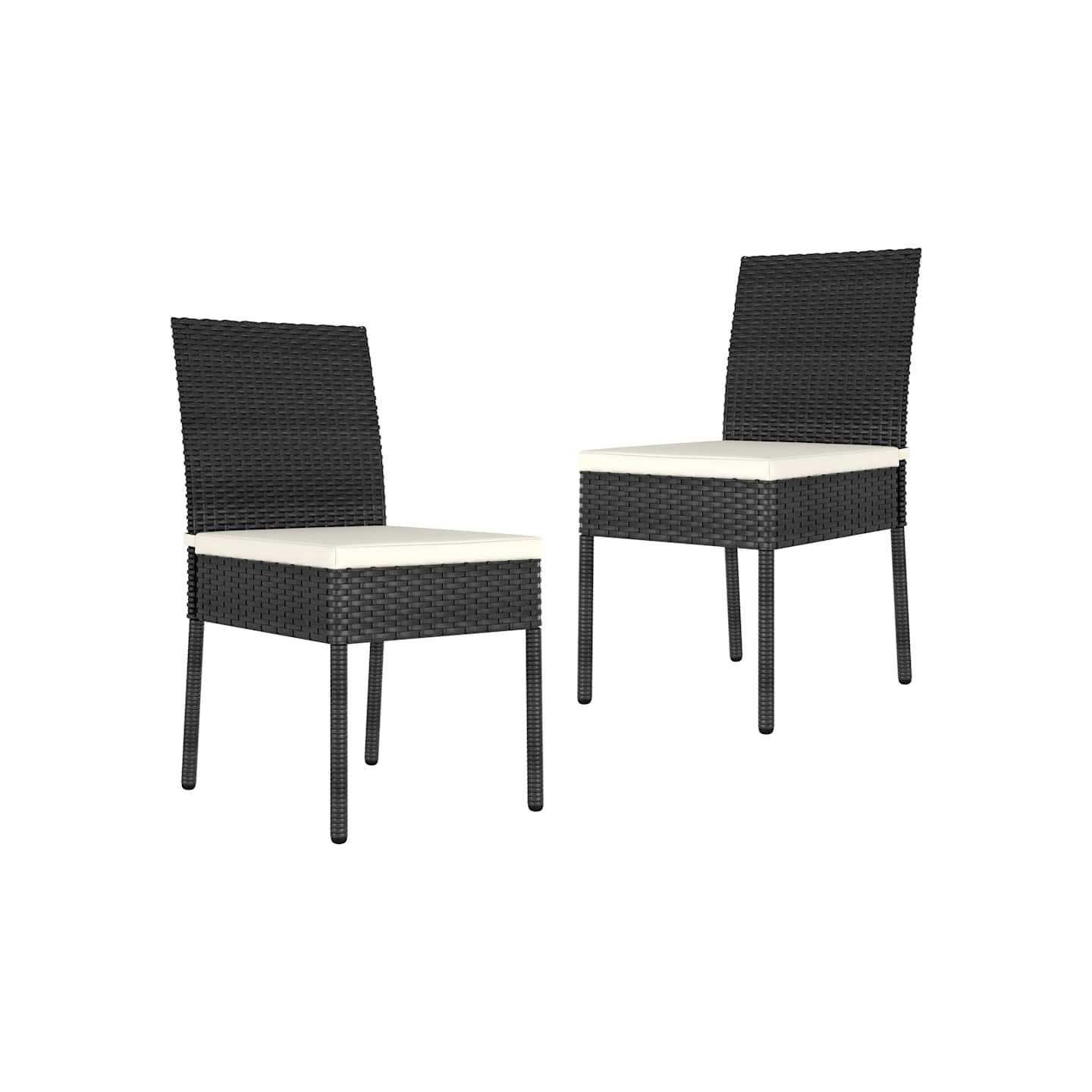 Chaises à manger de jardin lot de 2 Résine tressée Noir