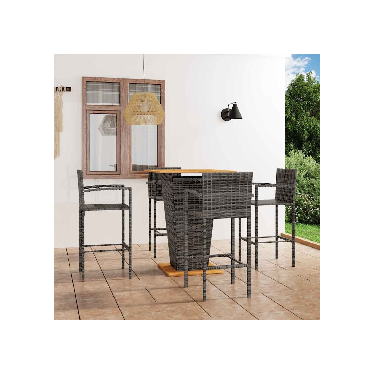 Ensemble de bar de jardin 5 pcs Gris