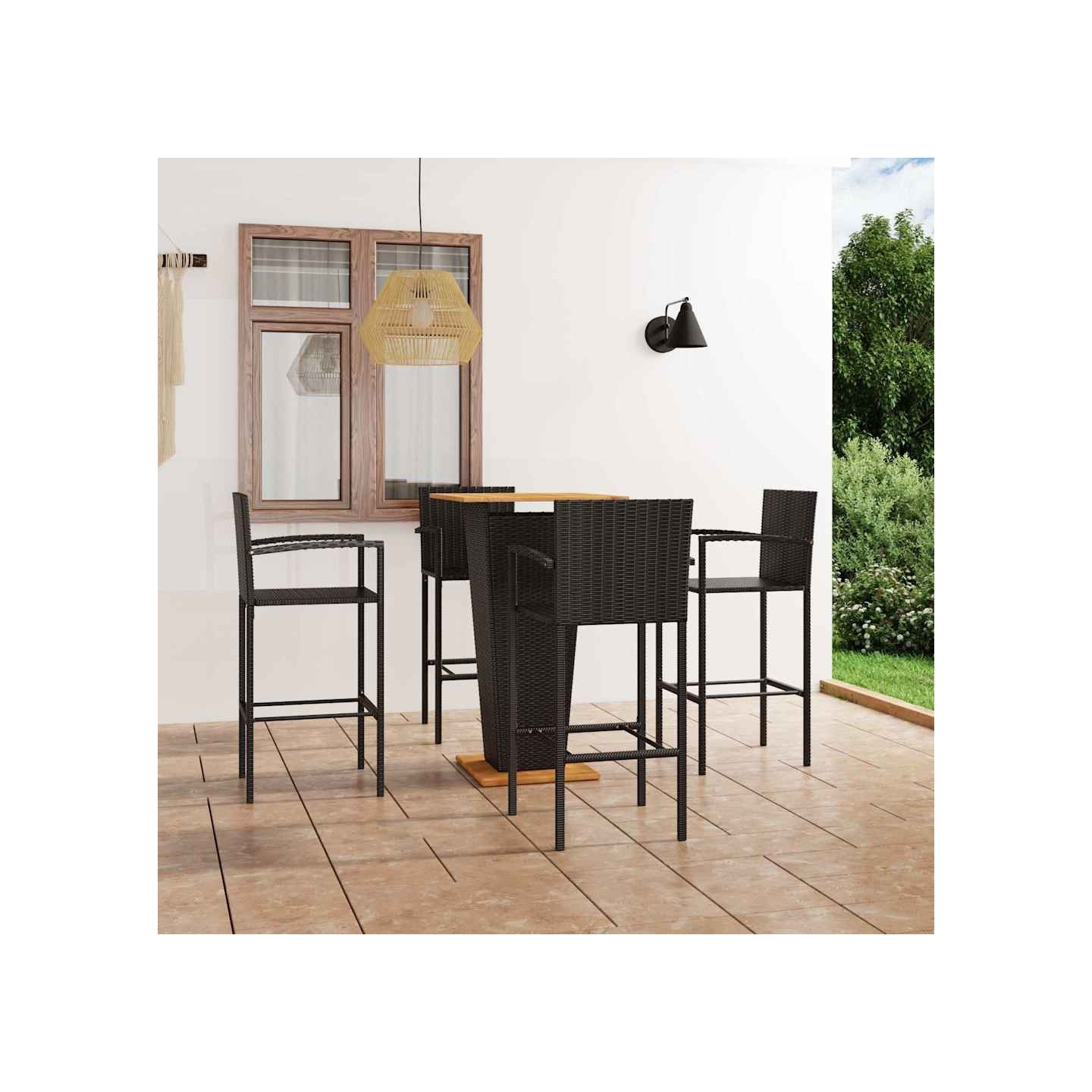 Ensemble de bar de jardin 5 pcs Noir
