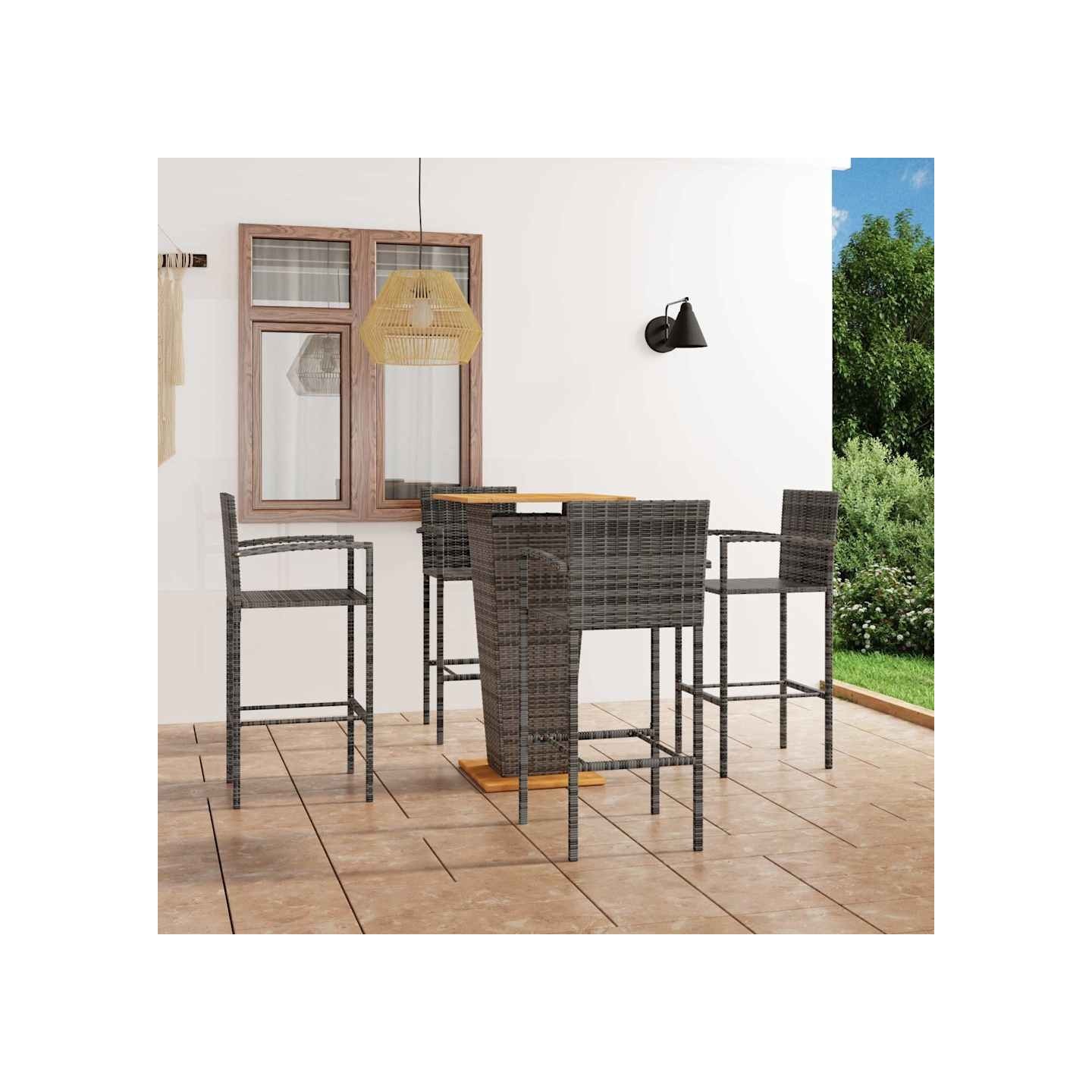 Ensemble de bar de jardin 5 pcs Gris