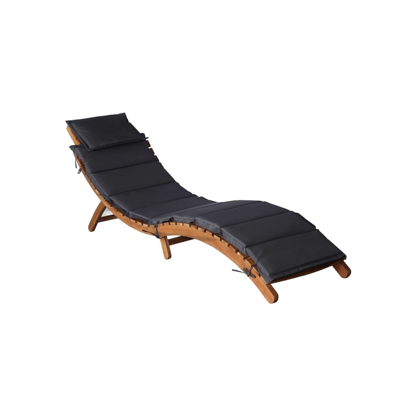 Chaises longues et coussins 2 pcs Gris foncé Bois massif acacia