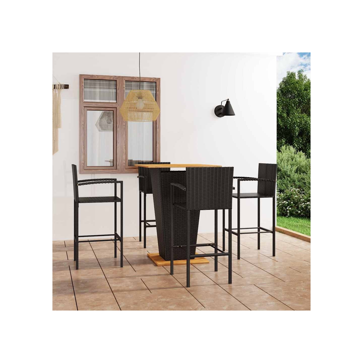 Ensemble de bar de jardin 5 pcs Noir