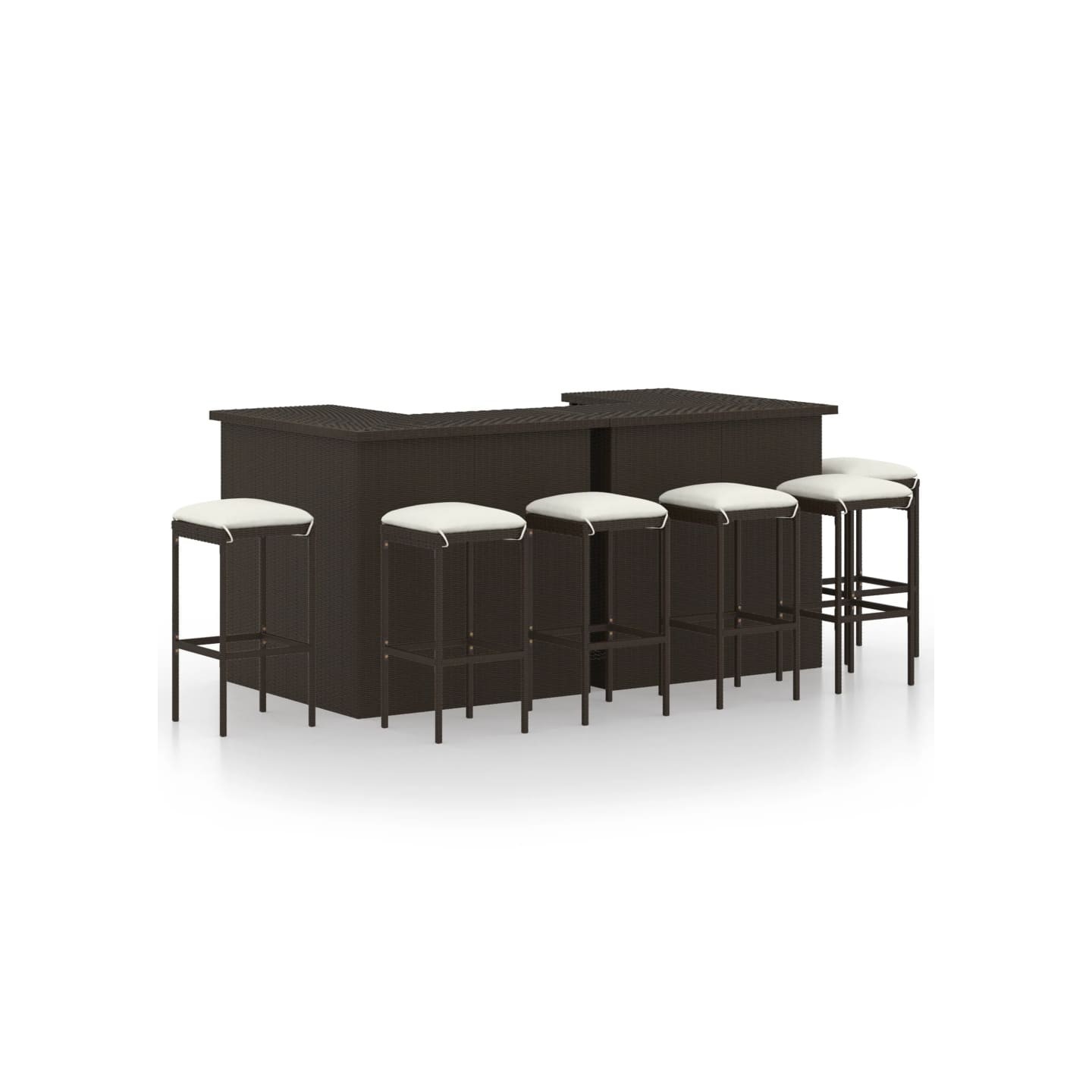 Ensemble de bar de jardin 8 pcs coussins Résine tressée Marron