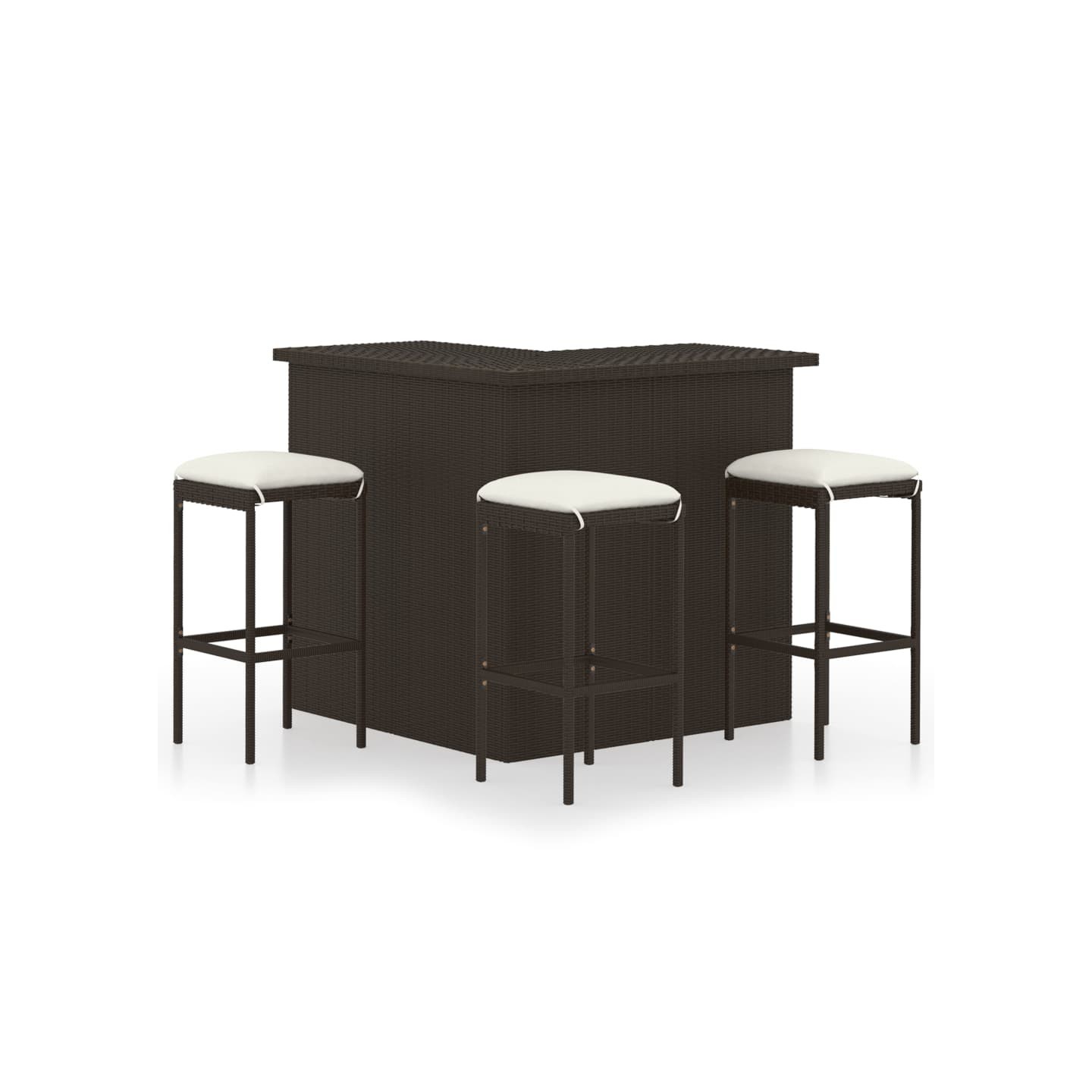 Ensemble de bar de jardin 4 pcs coussins Résine tressée Marron