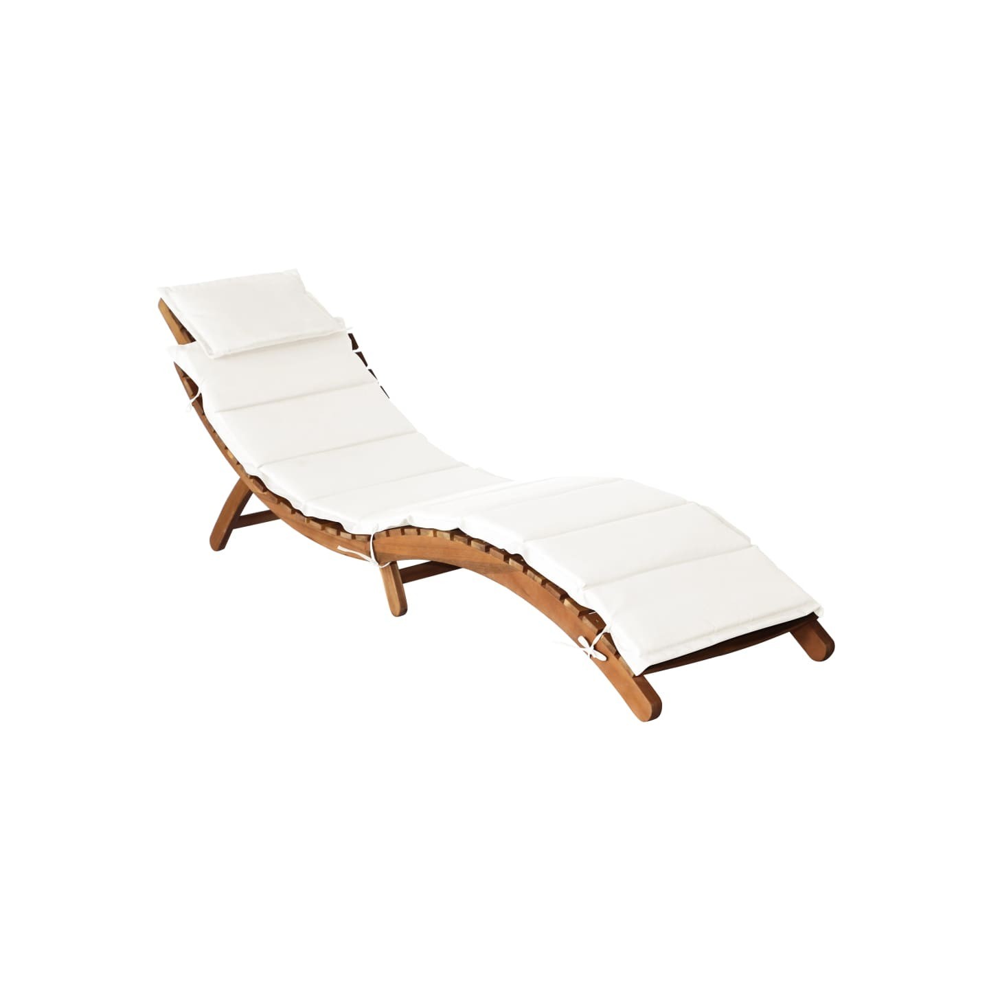 Chaises longues et coussins 2pcs Crème blanc Bois massif acacia