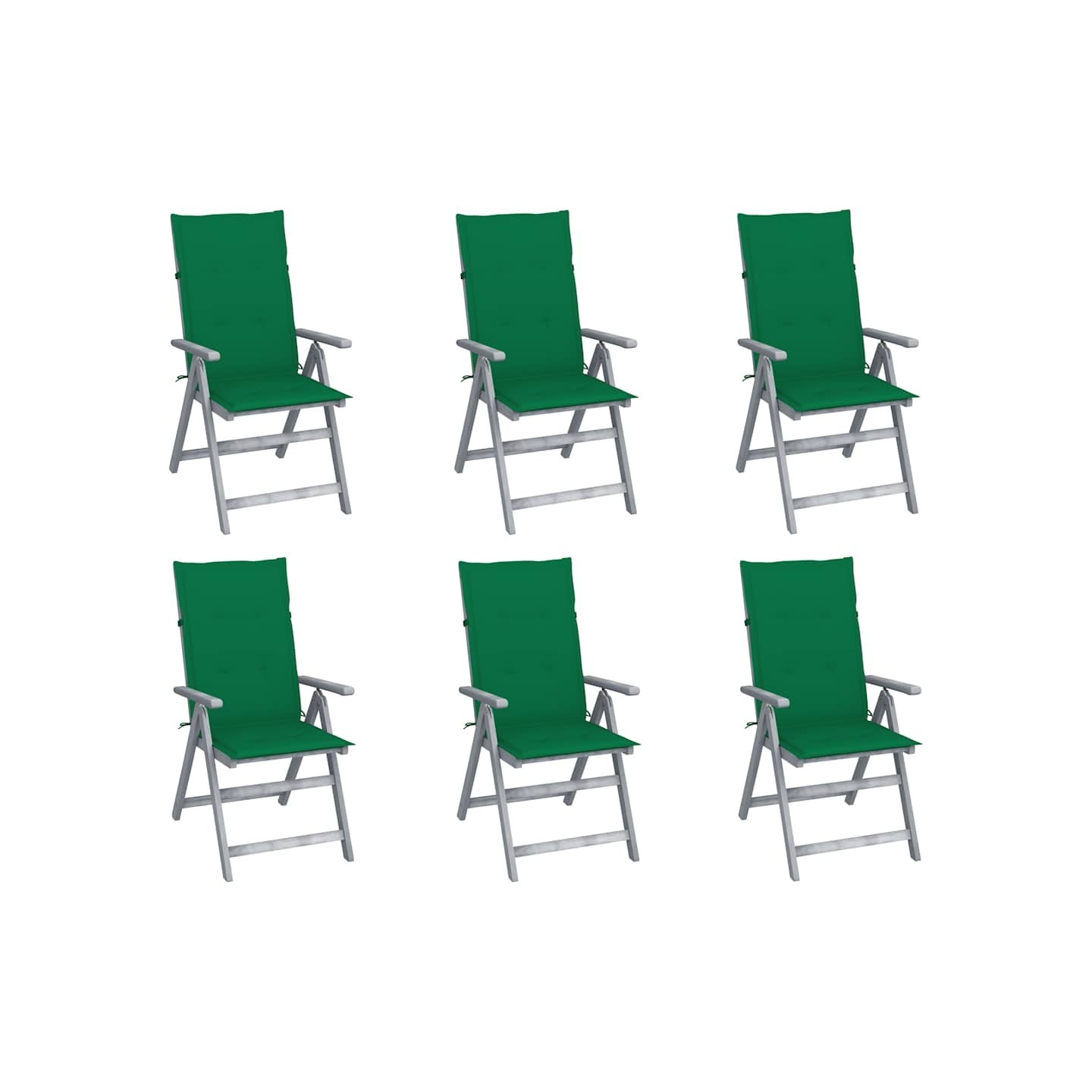 Chaises inclinables de jardin lot de 6 et coussins Bois acacia