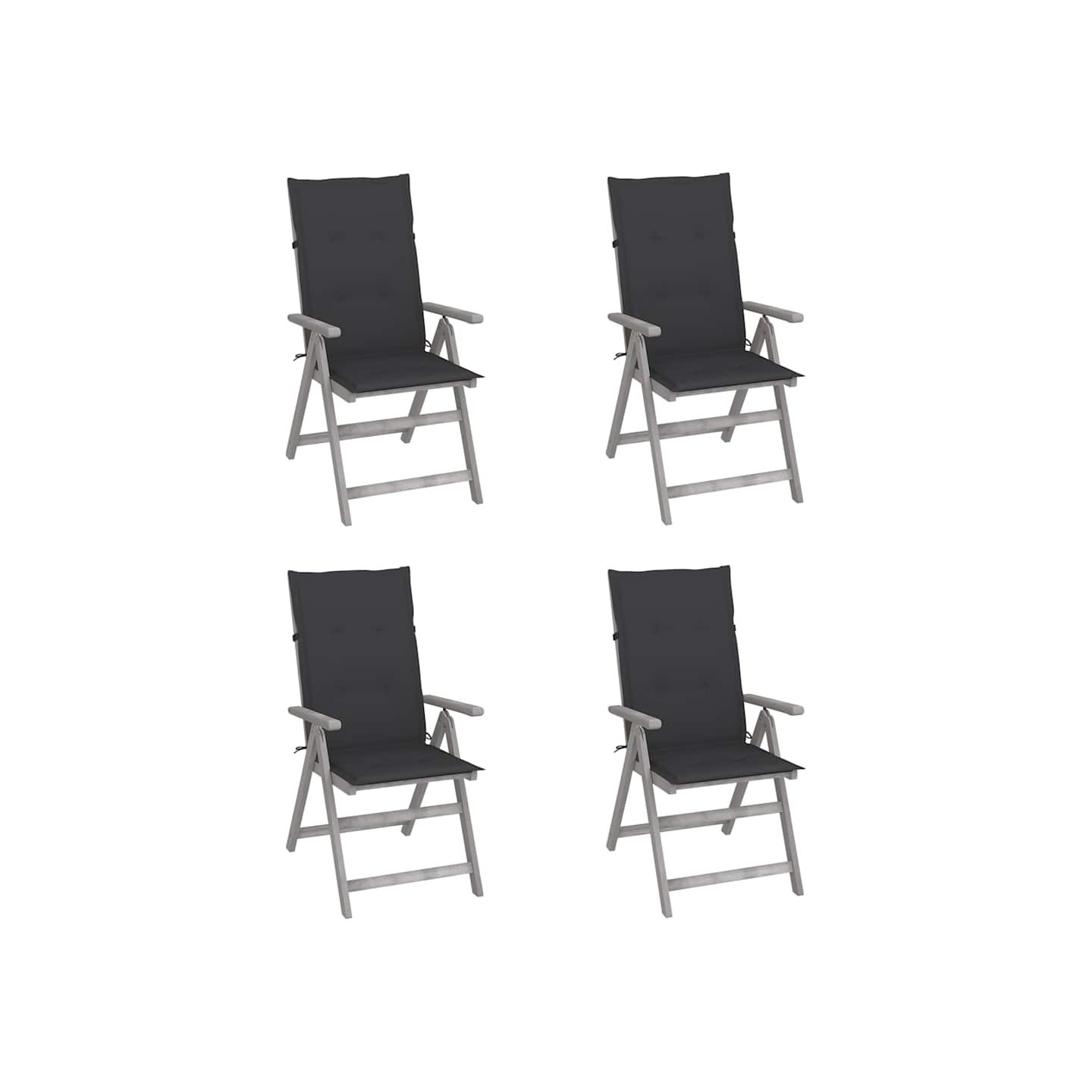 Chaises inclinables de jardin lot de 4 et coussins Bois acacia