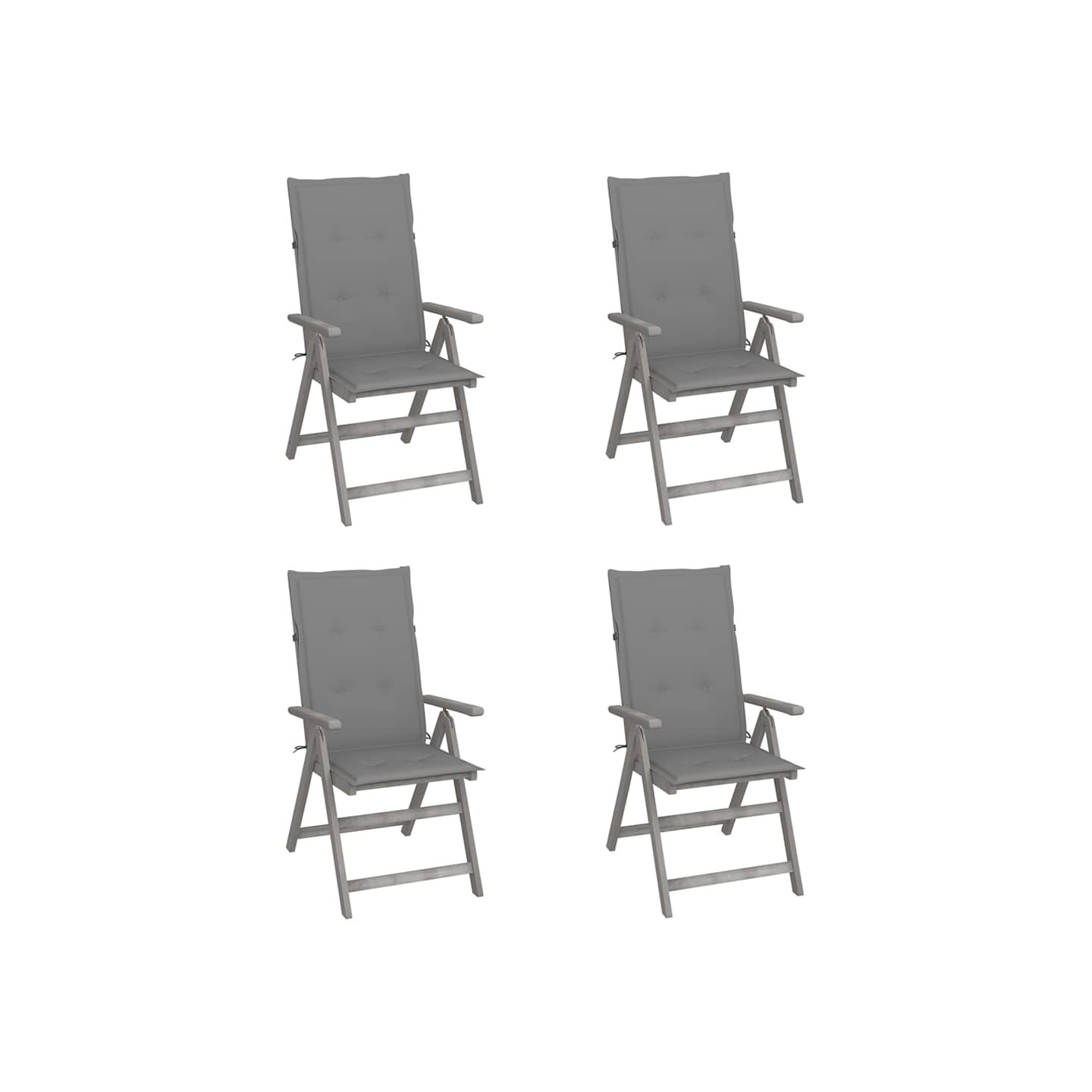 Chaises inclinables de jardin lot de 4 et coussins Bois acacia