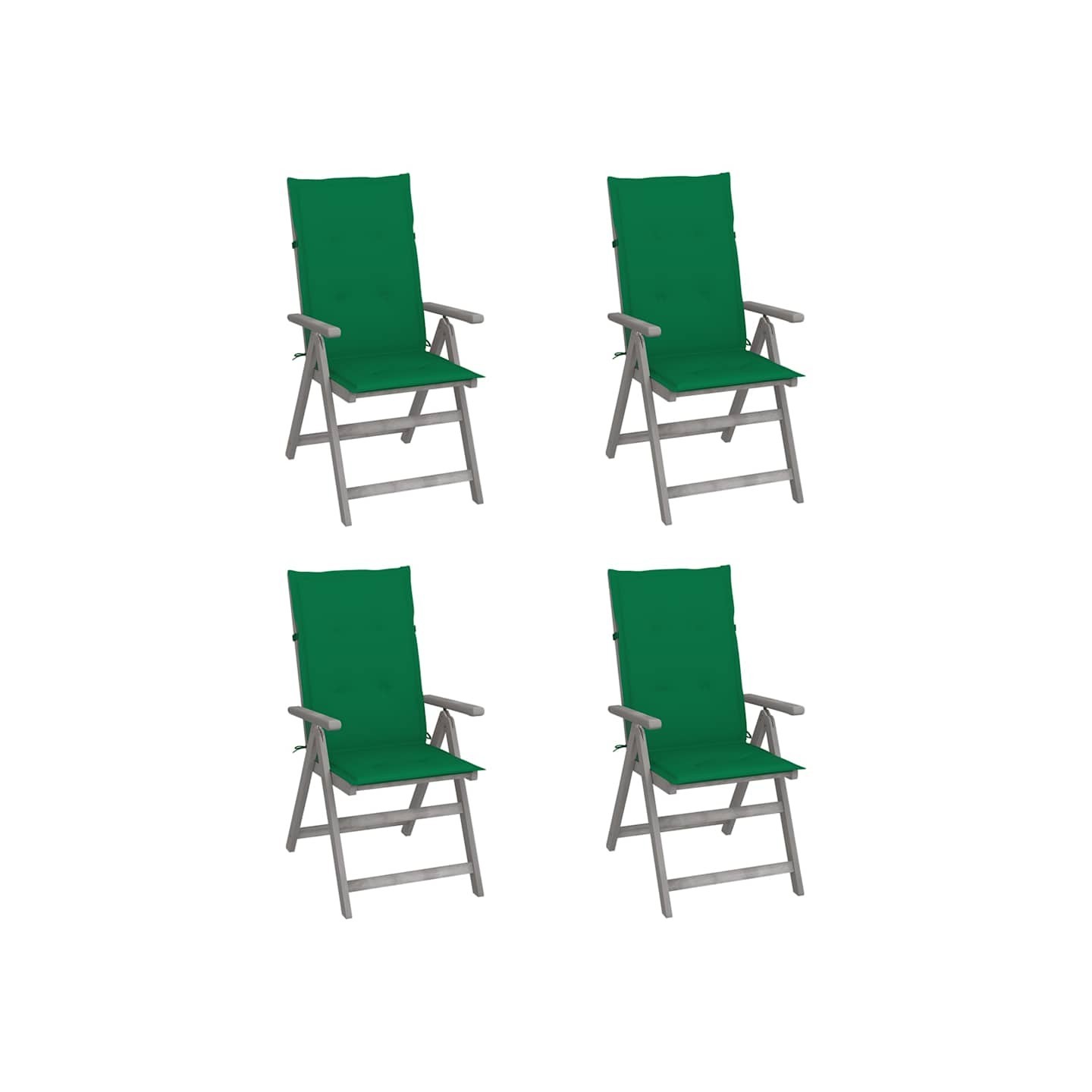 Chaises inclinables de jardin lot de 4 et coussins Bois acacia