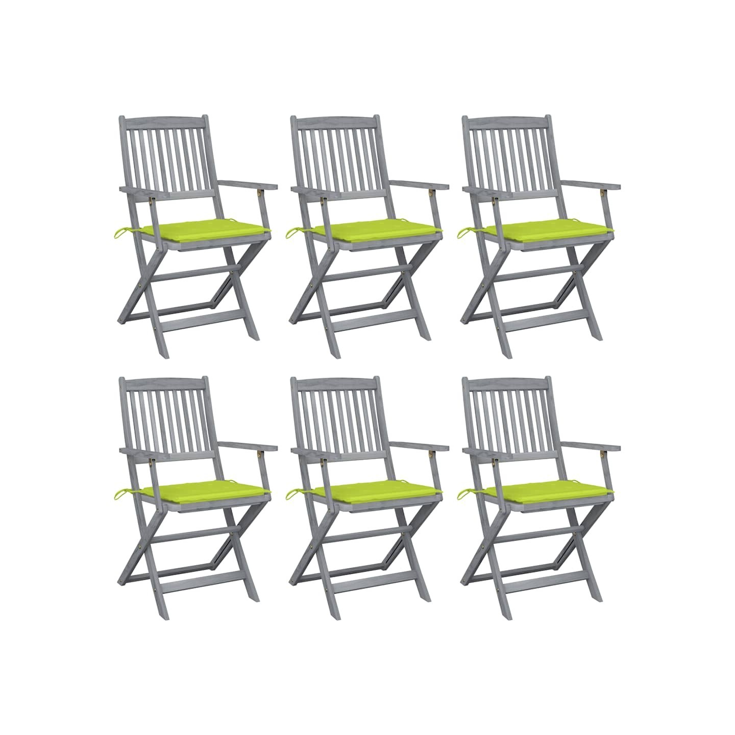 Chaises pliantes 6 pièces avec coussins en bois d'acacia massif