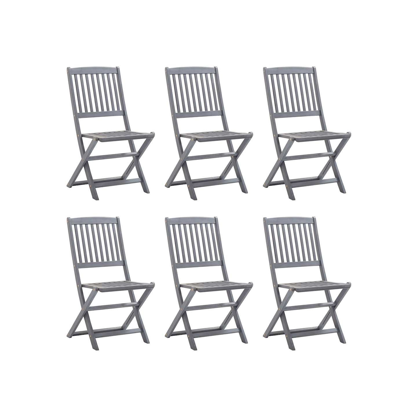 Chaises pliantes 6 pièces en bois d'acacia massif