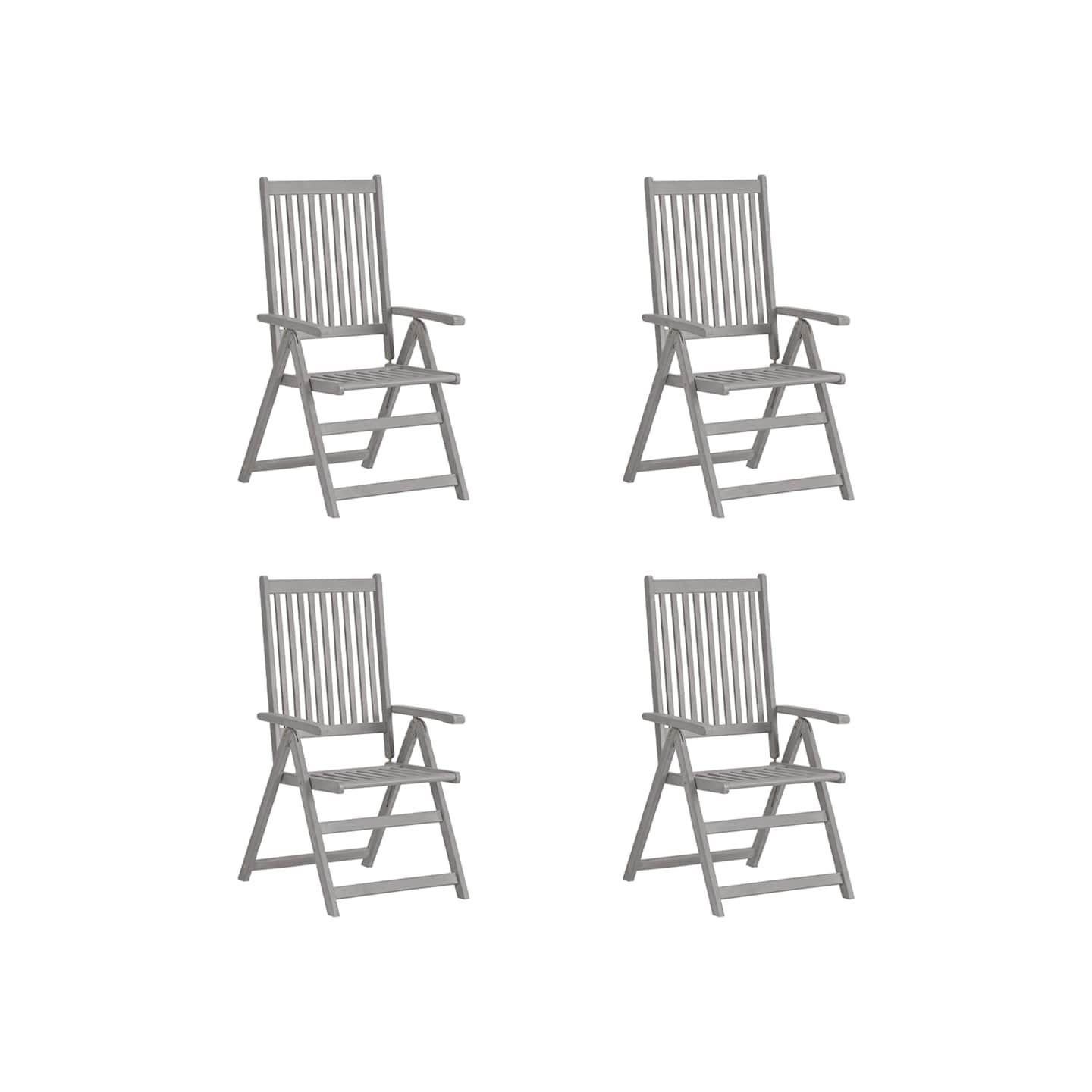 Chaises inclinables de jardin lot de 4 Gris Bois solide acacia